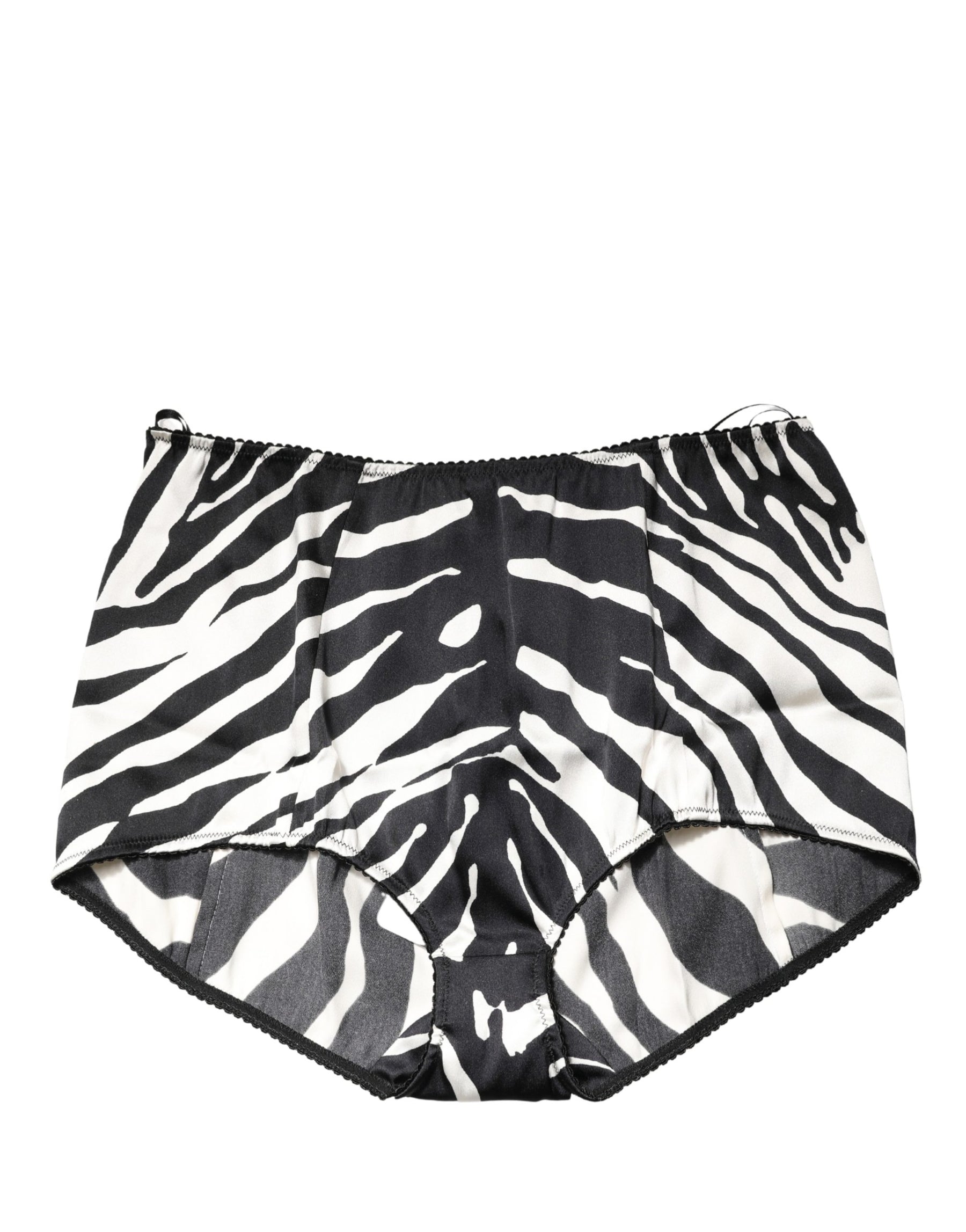 Dolce & Gabbana Black White Zebra High Waist Girdle Panty Underwear | Regal Royce
