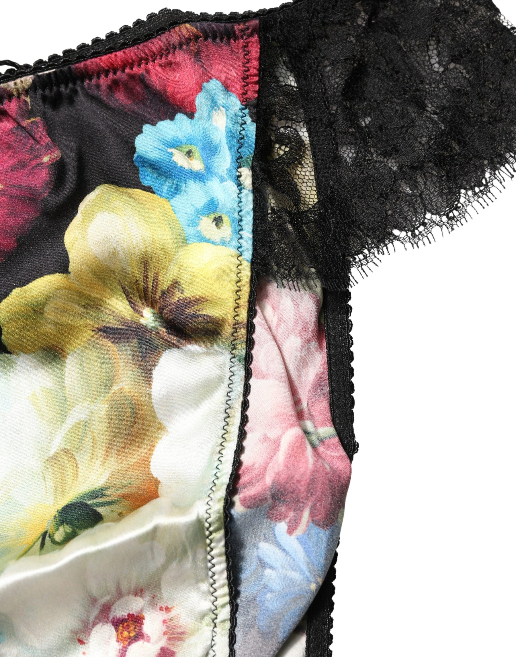 Dolce & Gabbana Black Floral Lace Mid Waist Brief Panty Underwear | Regal Royce