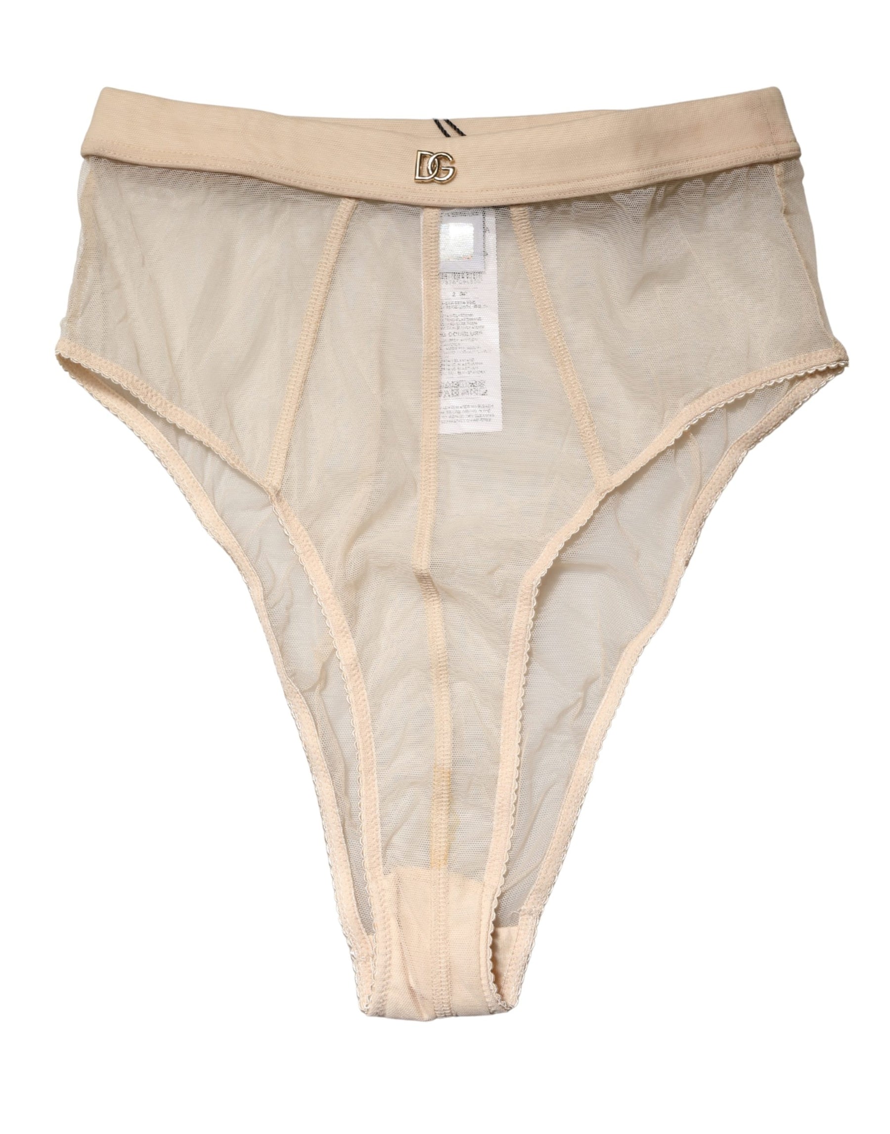 Dolce & Gabbana Beige Silk Blend High Waist Brief Panty Underwear | Regal Royce