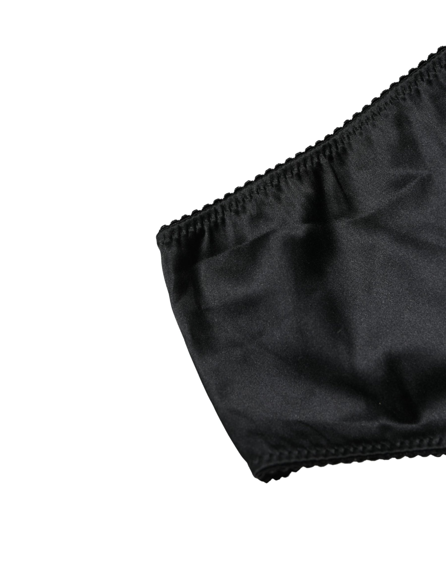 Dolce & Gabbana Black Silk Stretch Mid Waist Brief Panty Underwear | Regal Royce