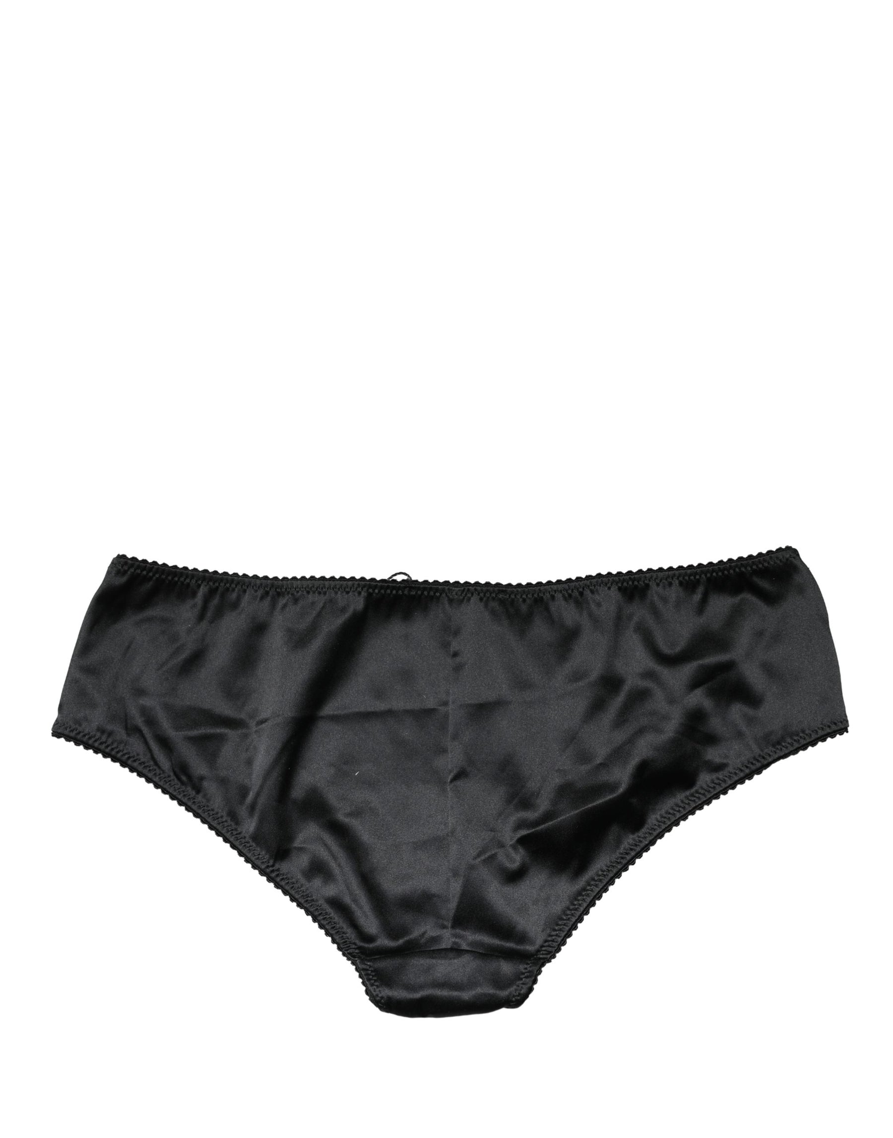 Dolce & Gabbana Black Silk Stretch Mid Waist Brief Panty Underwear | Regal Royce