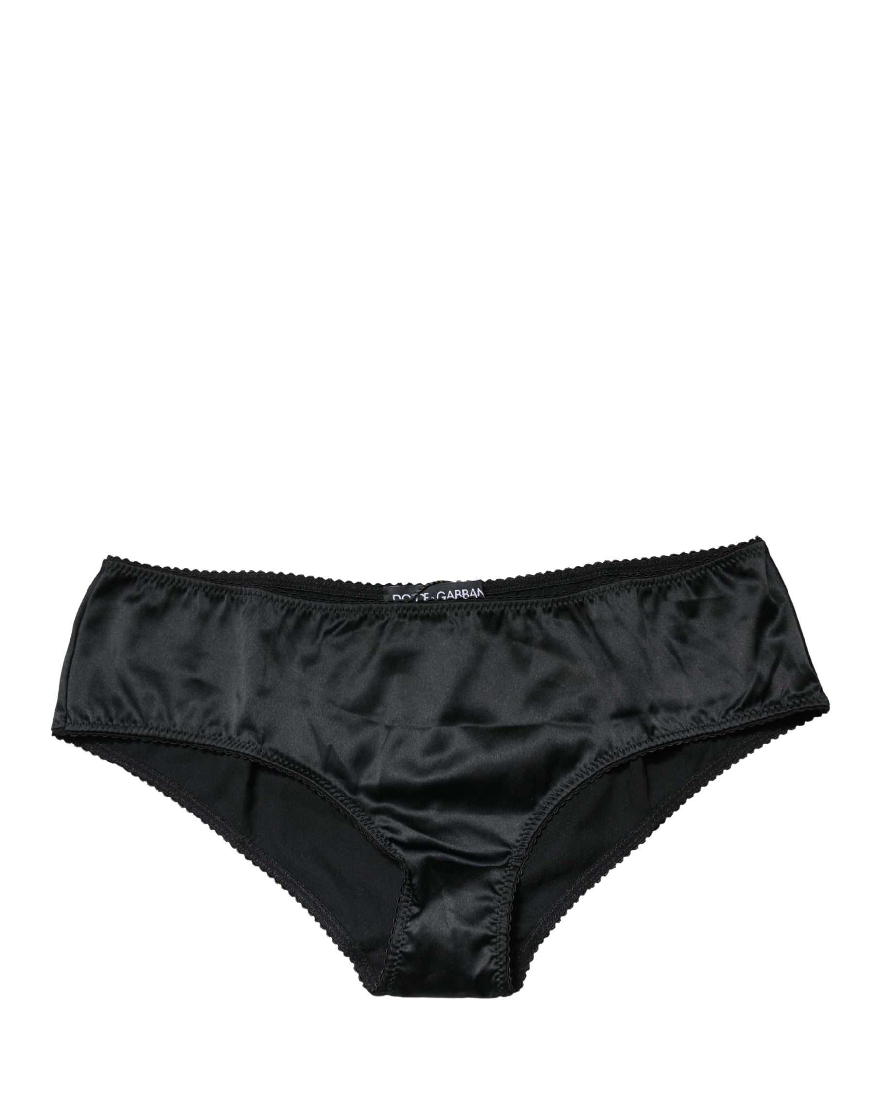 Dolce & Gabbana Black Silk Stretch Mid Waist Brief Panty Underwear | Regal Royce