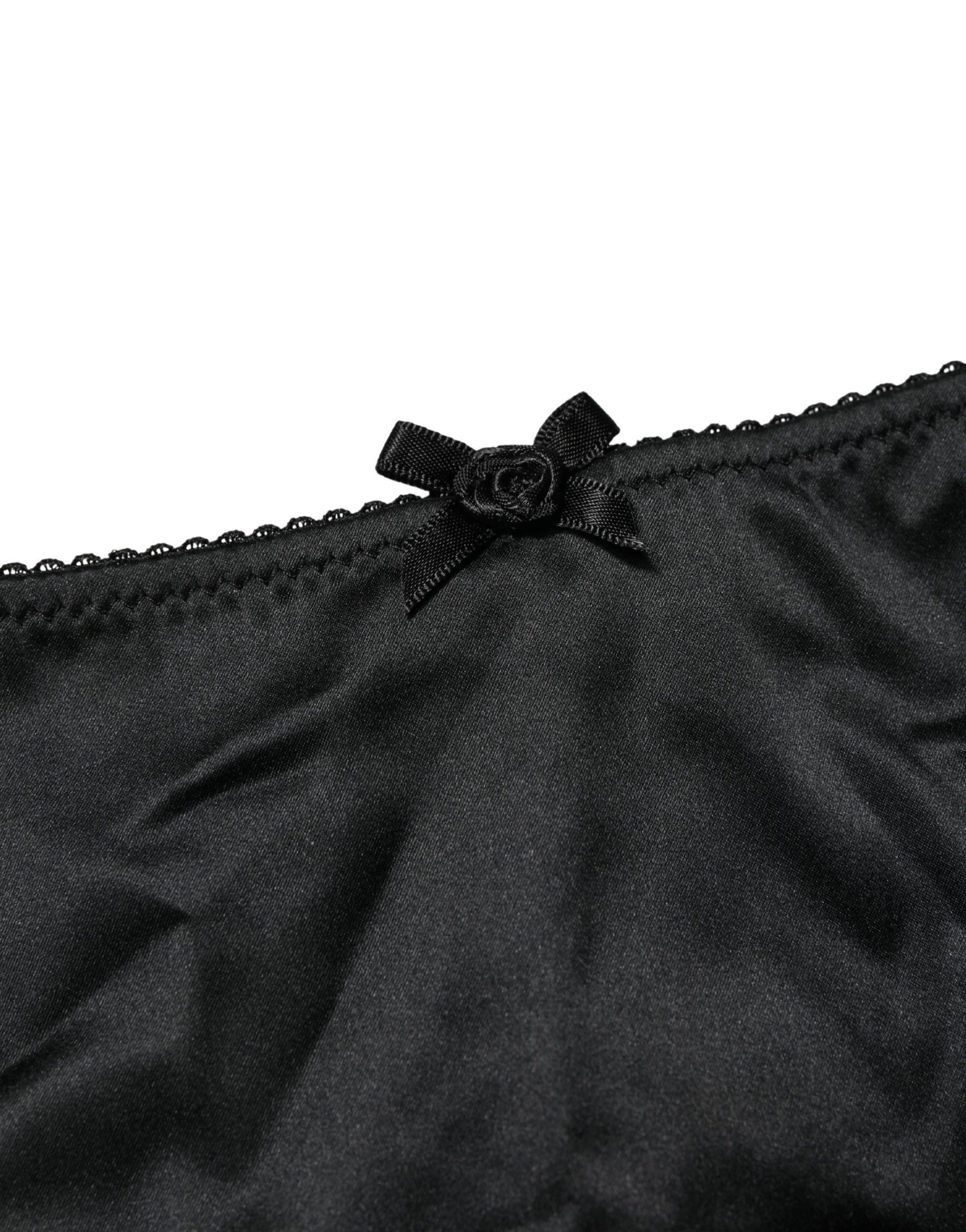 Dolce & Gabbana Black Silk Stretch Mid Waist Brief Panty Underwear | Regal Royce