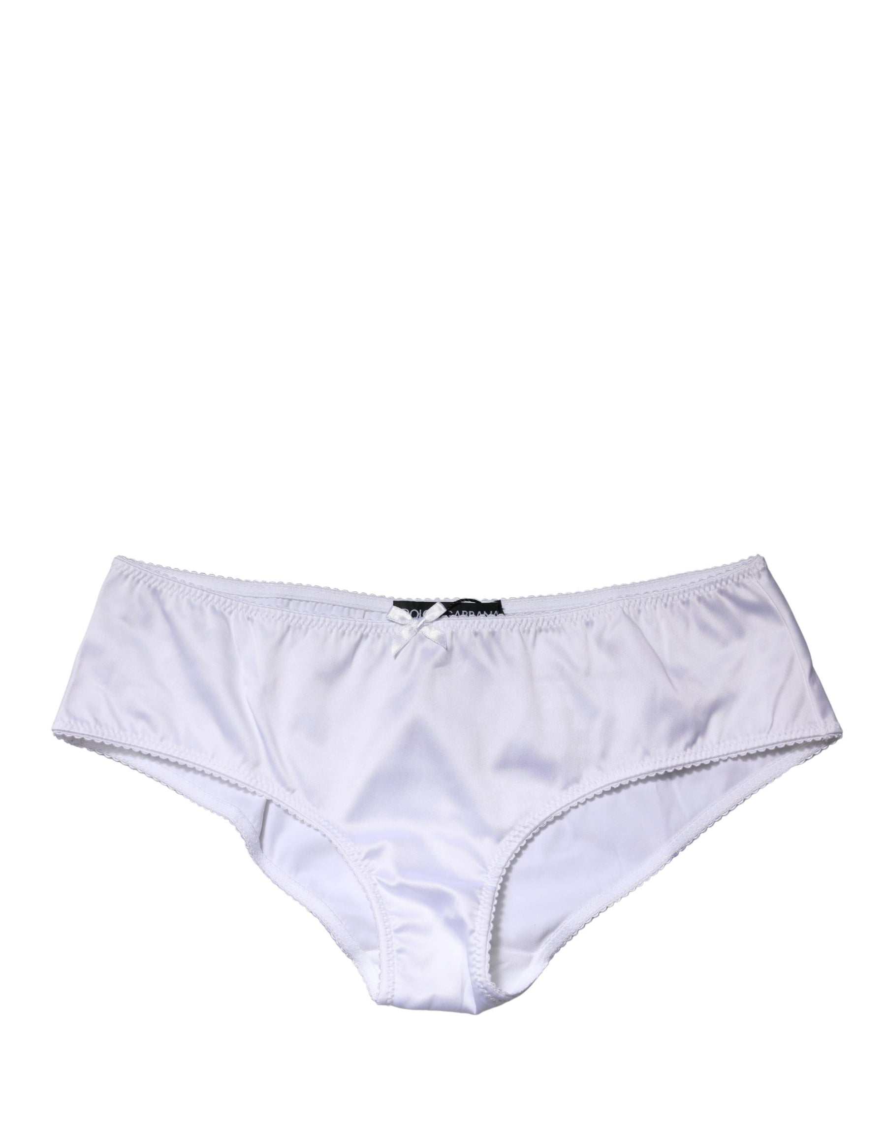 Dolce & Gabbana White Silk Stretch Mid Waist Brief Panty Underwear | Regal Royce