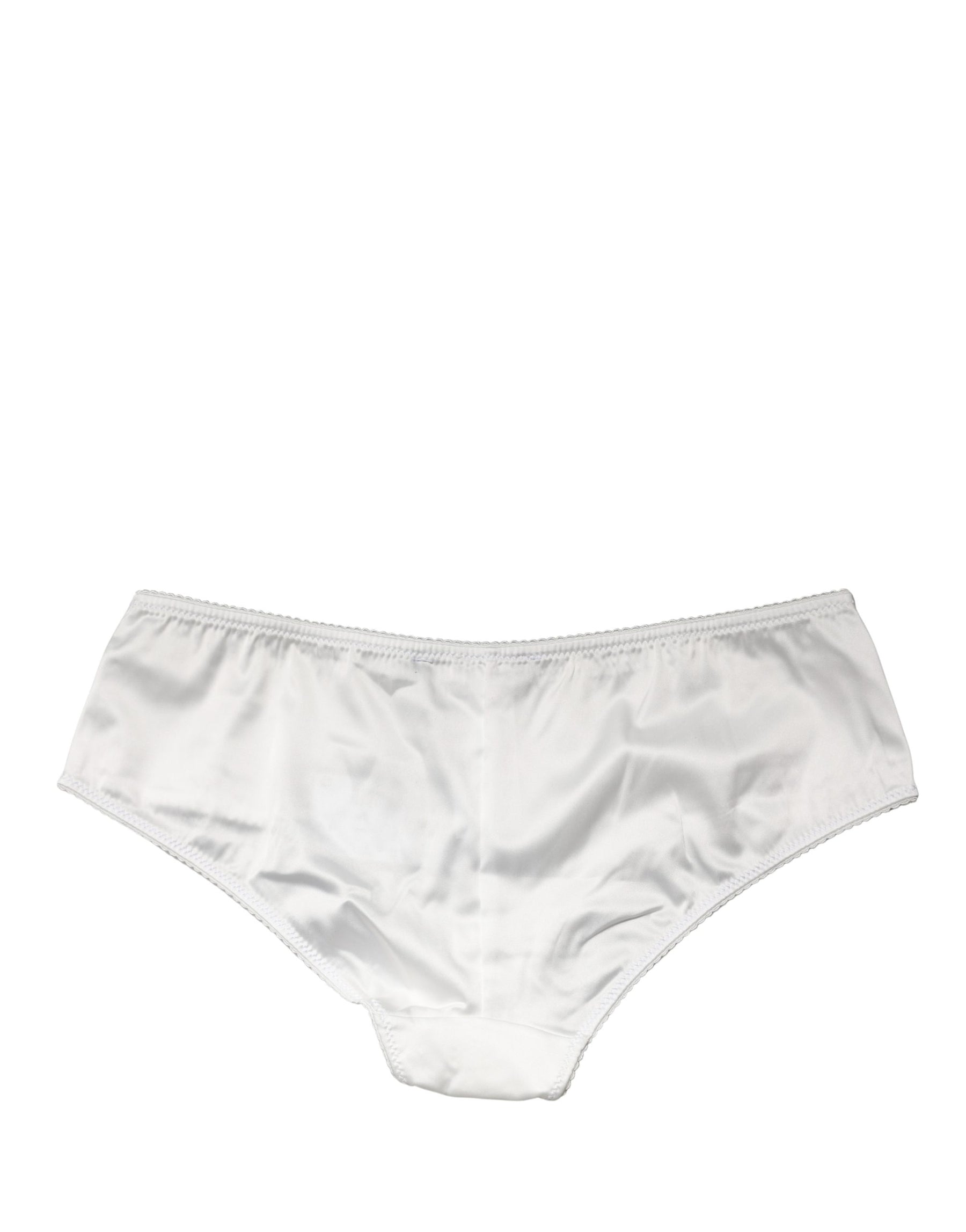 Dolce & Gabbana White Silk Stretch Mid Waist Brief Panty Underwear | Regal Royce