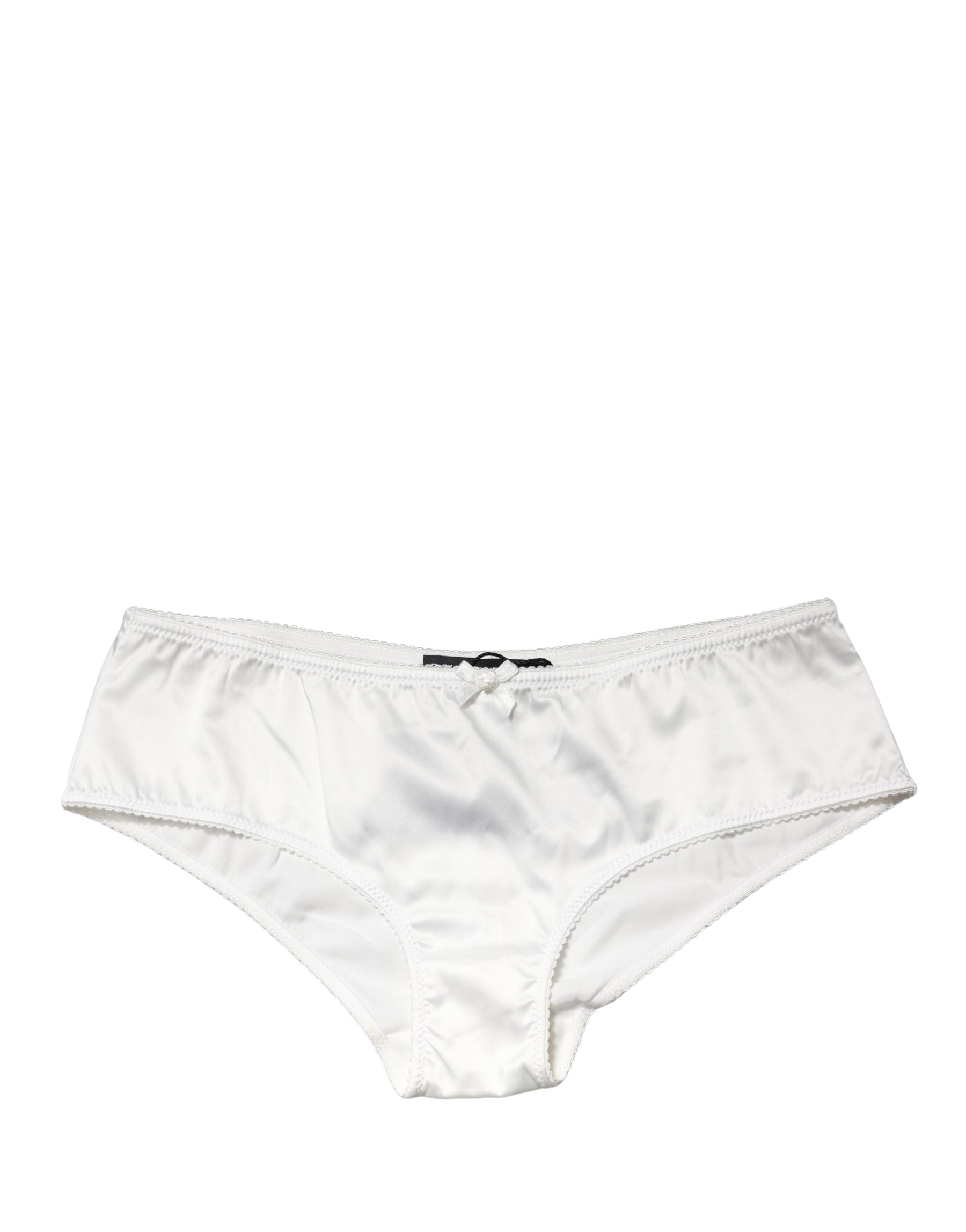 Dolce & Gabbana White Silk Stretch Mid Waist Brief Panty Underwear | Regal Royce