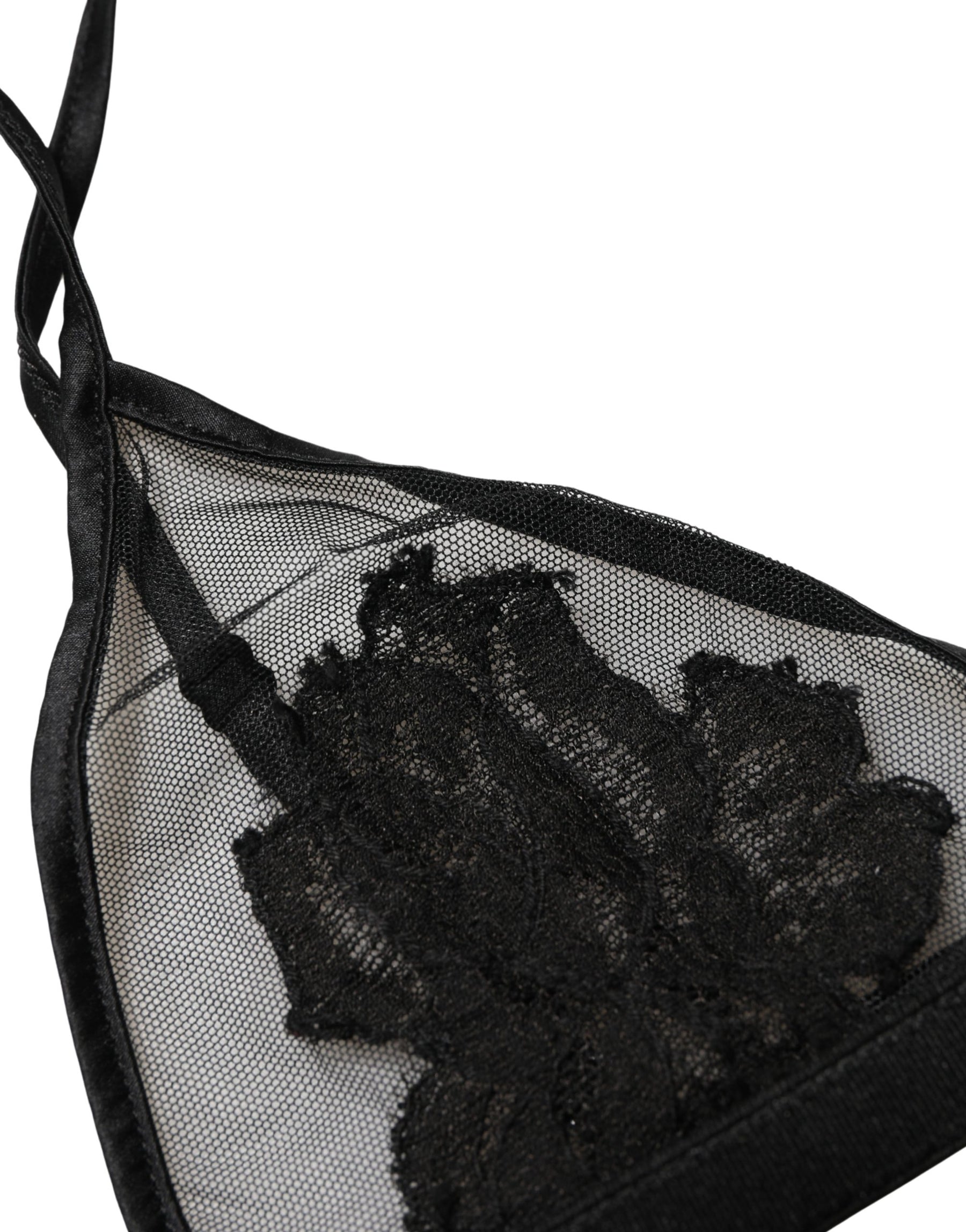 Dolce & Gabbana Black Floral Soft Cup Triangle Bra Underwear | Regal Royce