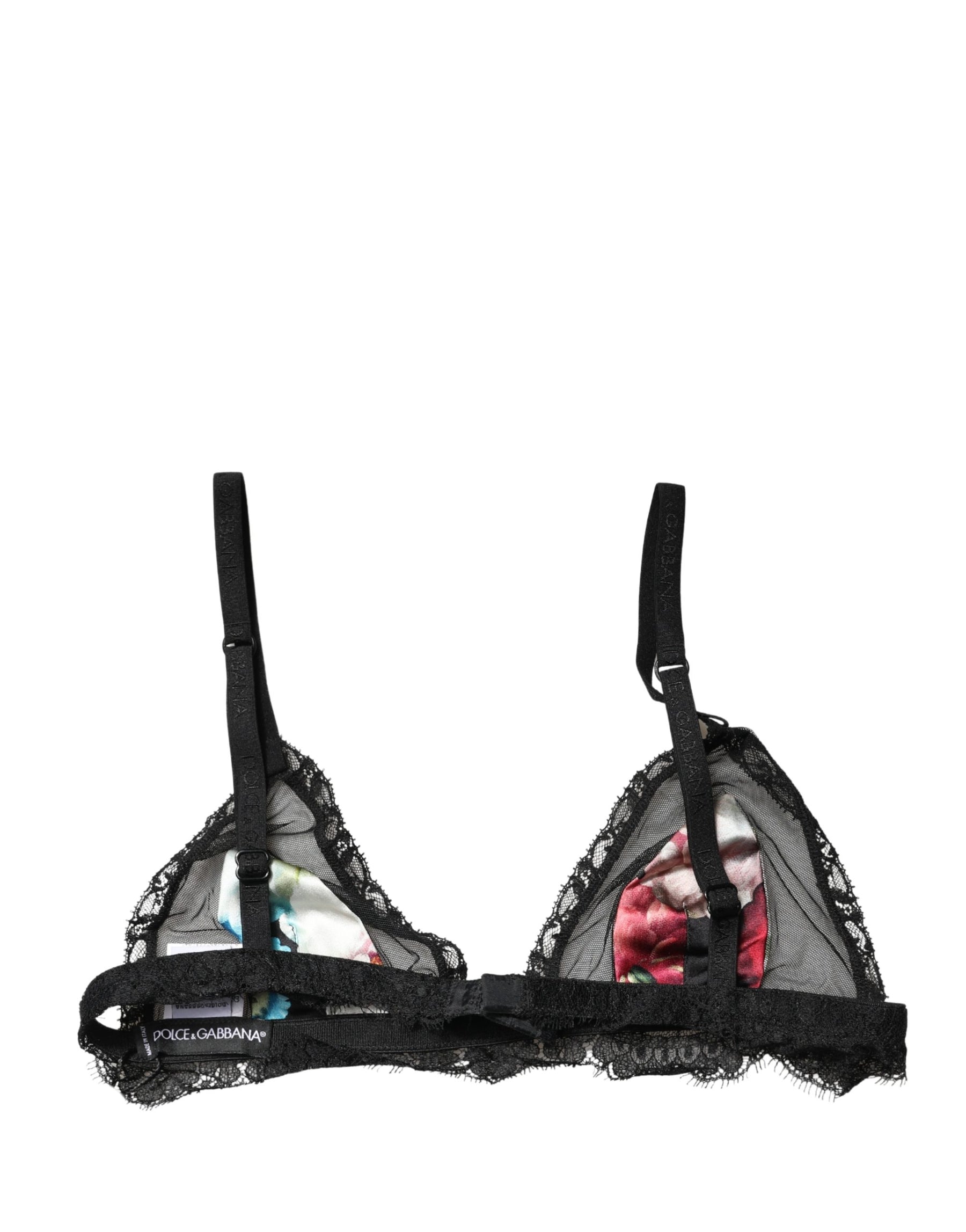 Dolce & Gabbana Black Floral Soft Cup Triangle Bra Underwear | Regal Royce