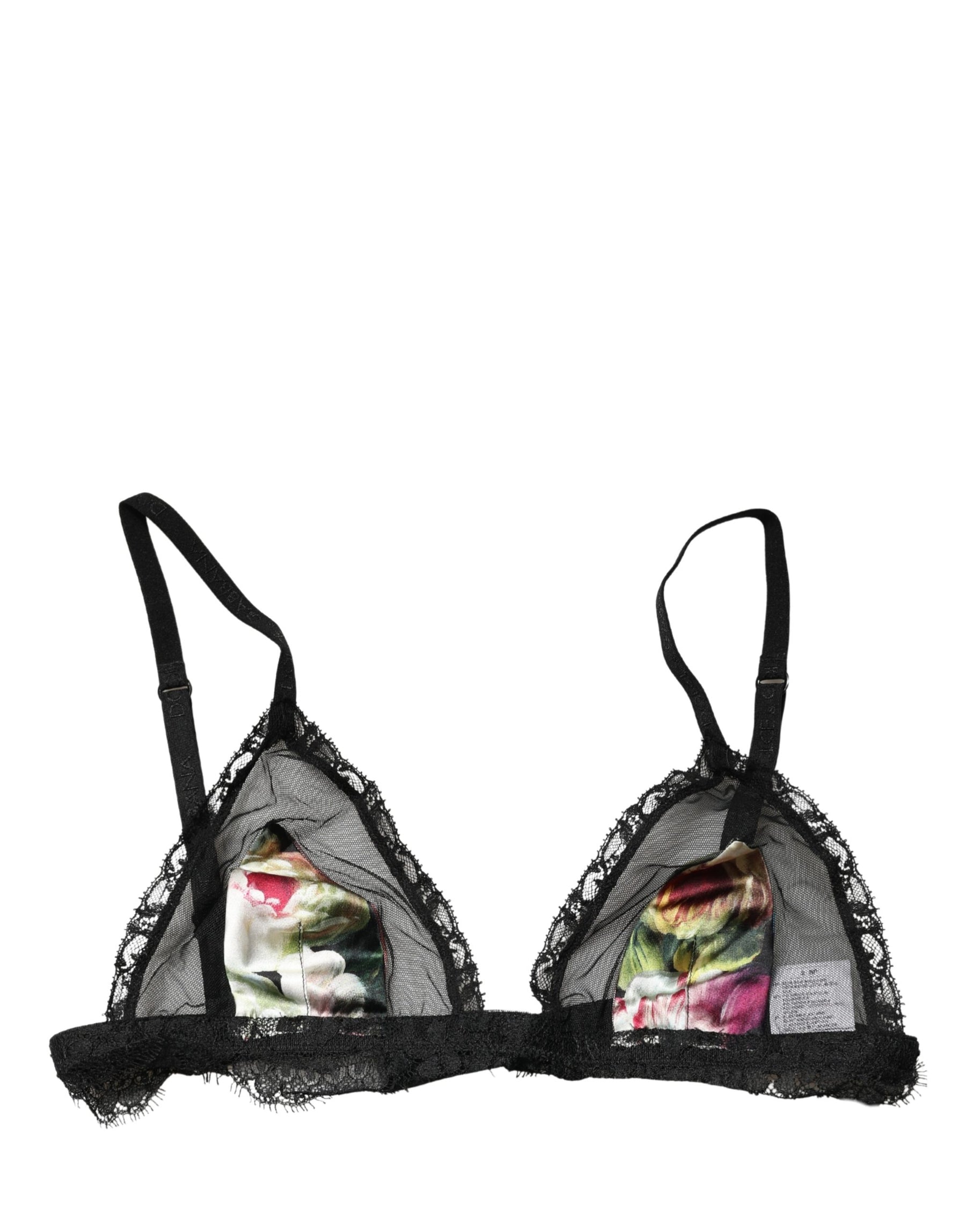 Dolce & Gabbana Black Floral Soft Cup Triangle Bra Underwear | Regal Royce