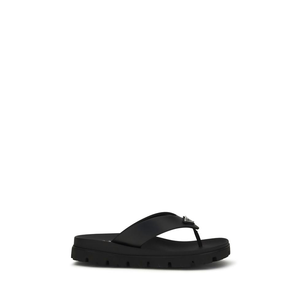 Prada Brown Calf Leather Bos Taurus Flat Sandals | Regal Royce