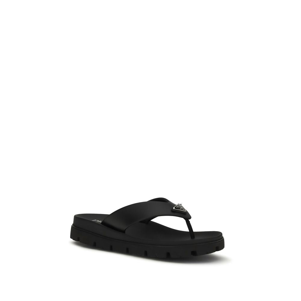 Prada Brown Calf Leather Bos Taurus Flat Sandals | Regal Royce