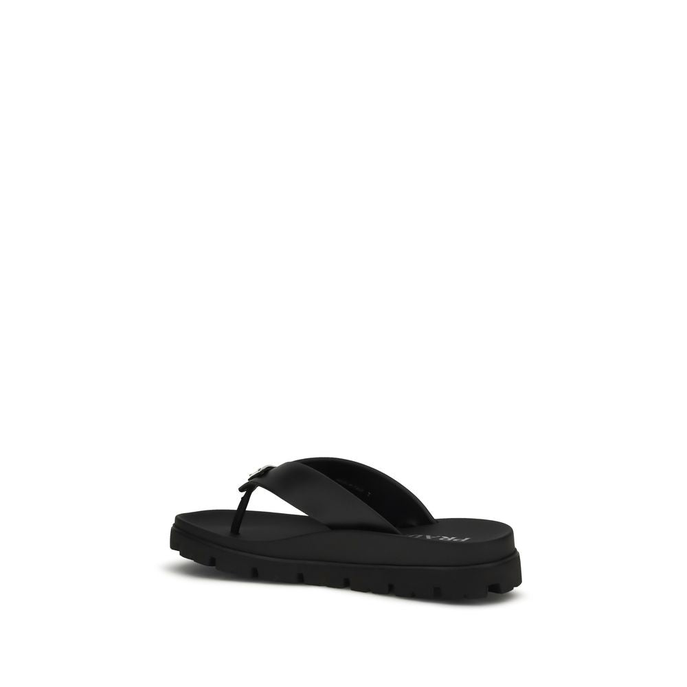 Prada Brown Calf Leather Bos Taurus Flat Sandals | Regal Royce