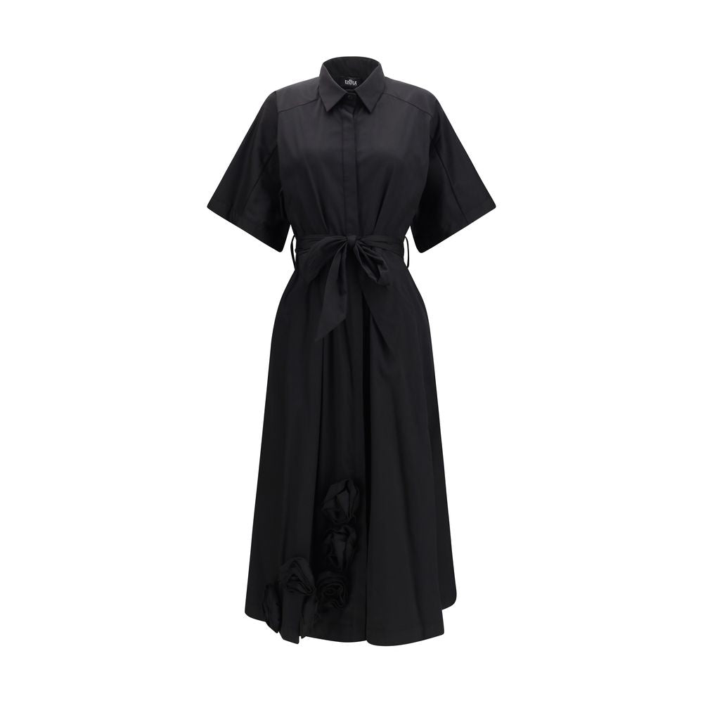 Ella Black Cotton Casual Dress | Regal Royce