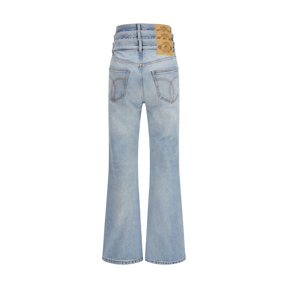 Fiorucci Blue Cotton Flared Jeans | Regal Royce