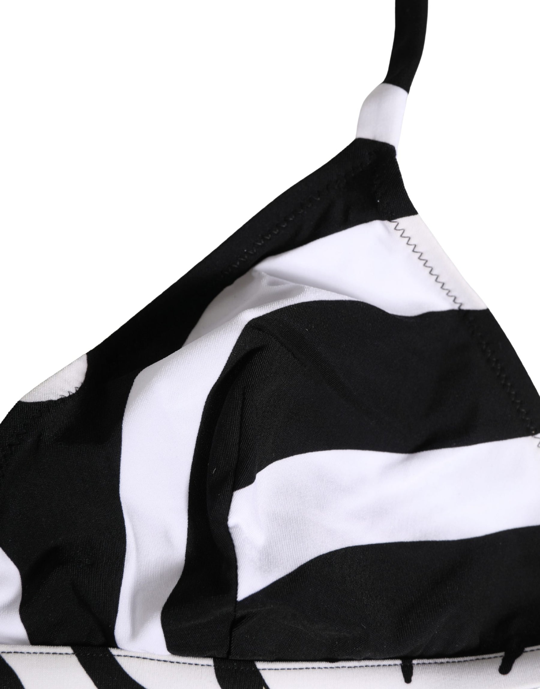Dolce & Gabbana Black White Zebra Bikini Top Bottom Swimwear | Regal Royce