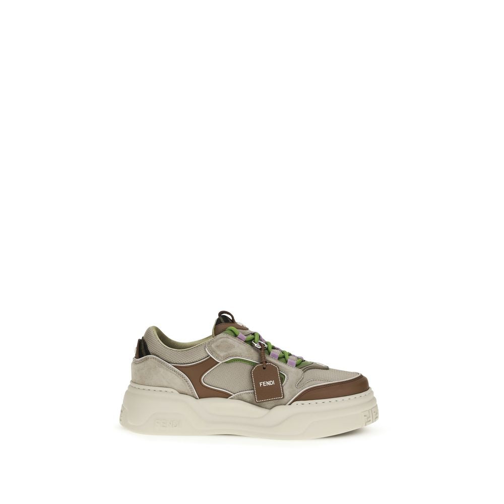 Fendi Brown Calf Leather Bos Taurus Chunky Sneakers | Regal Royce