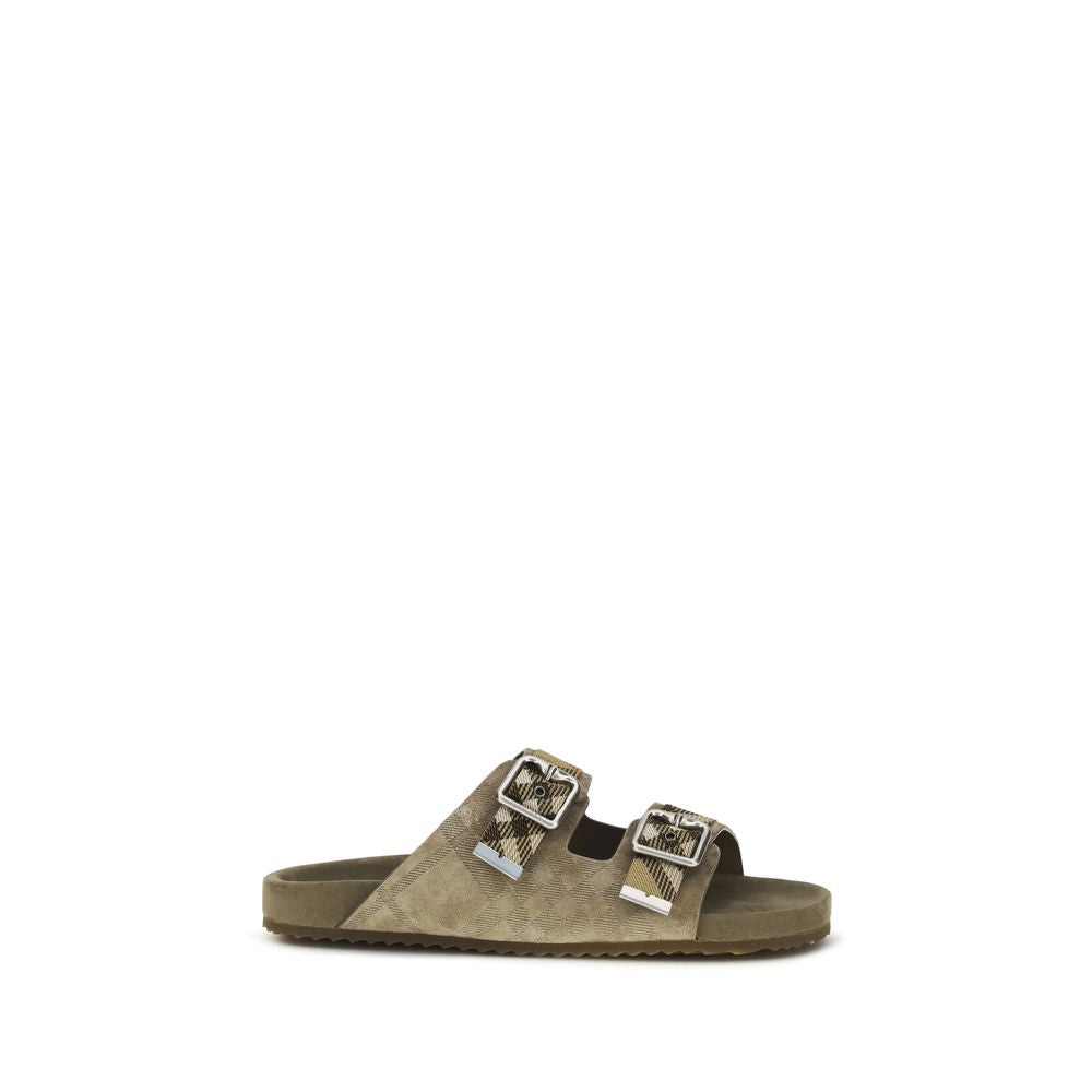 Burberry Beige Calf Leather Bos Taurus Flat Sandals | Regal Royce