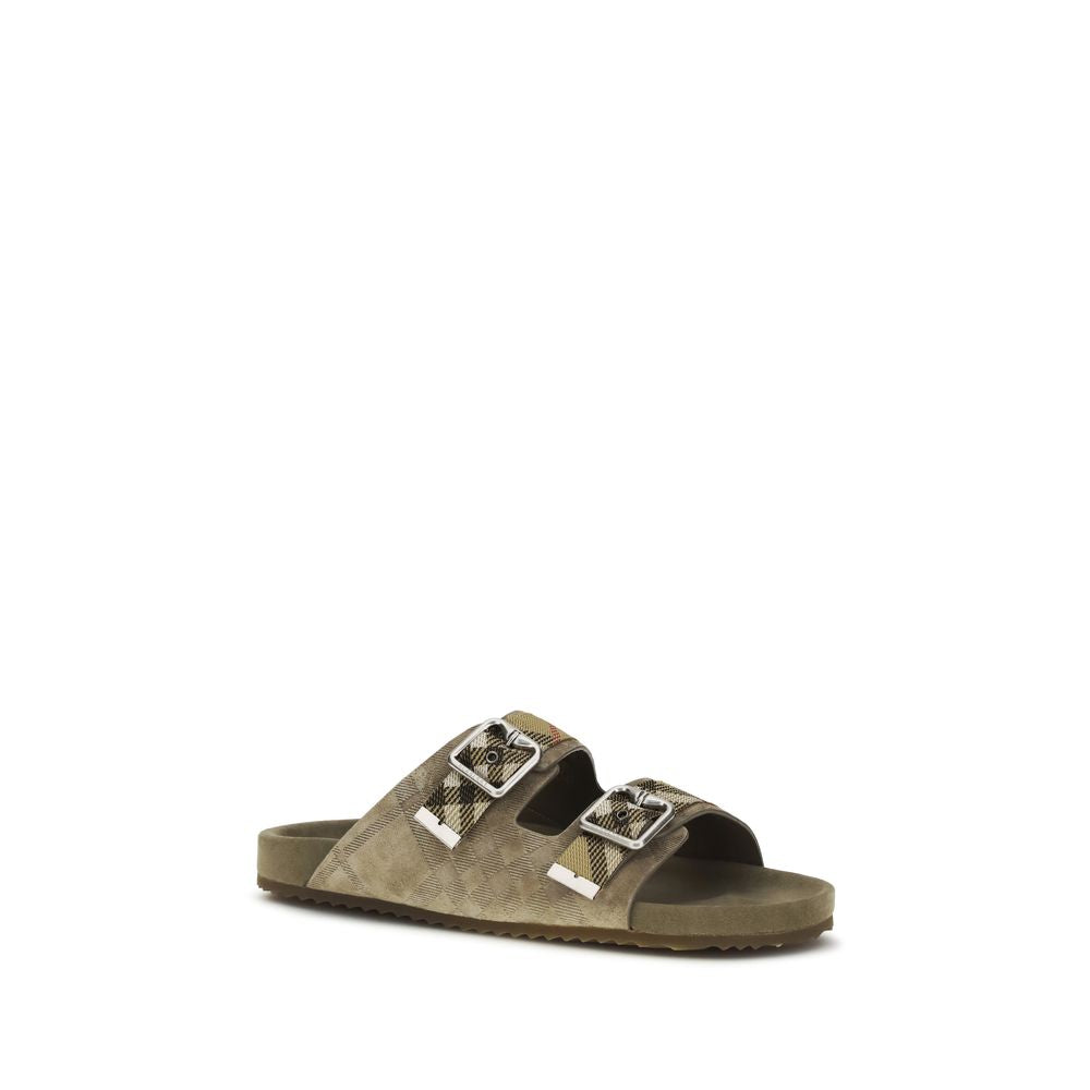 Burberry Beige Calf Leather Bos Taurus Flat Sandals | Regal Royce