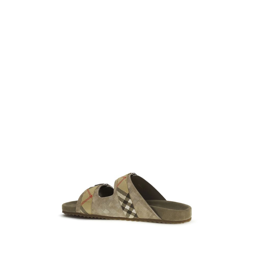 Burberry Beige Calf Leather Bos Taurus Flat Sandals | Regal Royce