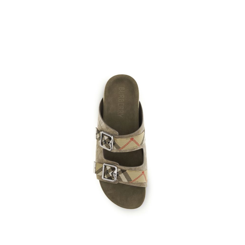 Burberry Beige Calf Leather Bos Taurus Flat Sandals | Regal Royce
