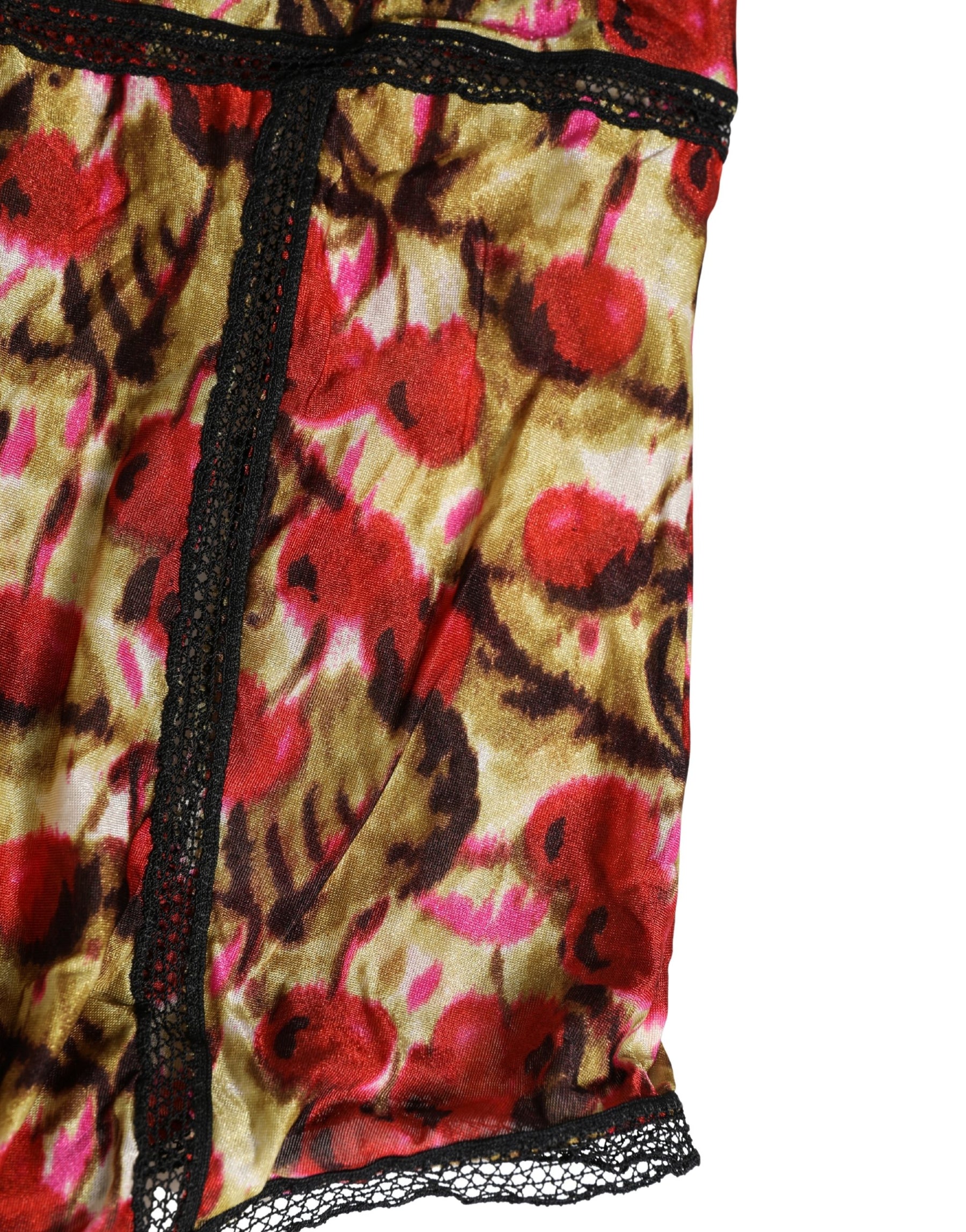 Roberto Cavalli Multicolor CherryPrint Lace Bodysuit Underwear | Regal Royce