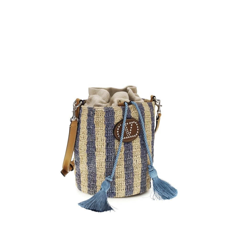 Valentino Garavani Blue Raffia Backet Bag | Regal Royce
