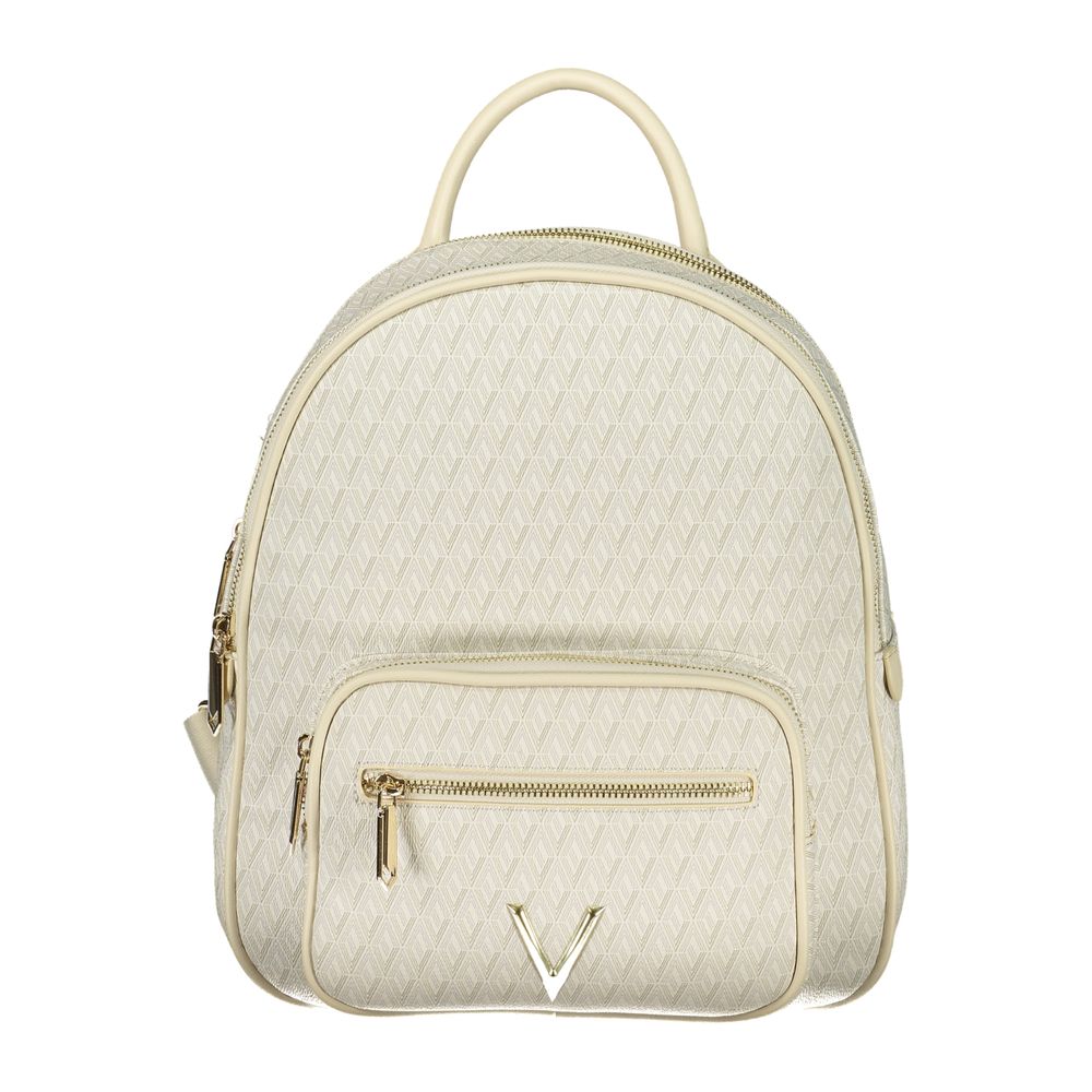 Mario Valentino Beige Polyurethane Women's Backpack with Adjustable Straps | Regal Royce