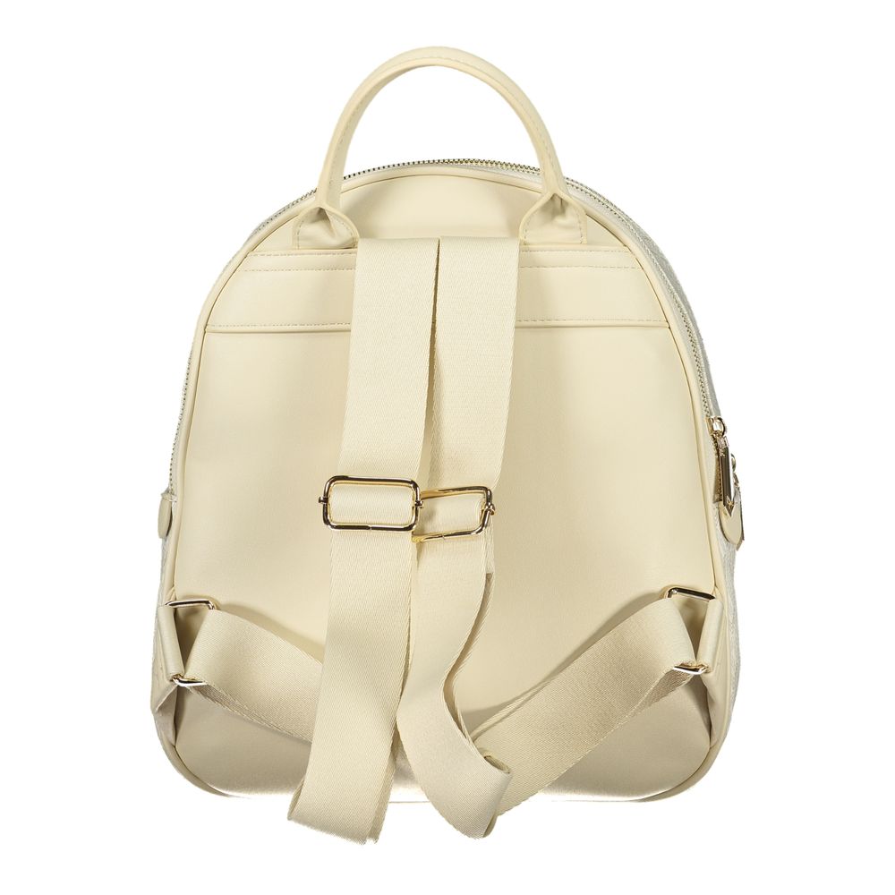 Mario Valentino Beige Polyurethane Women's Backpack with Adjustable Straps | Regal Royce