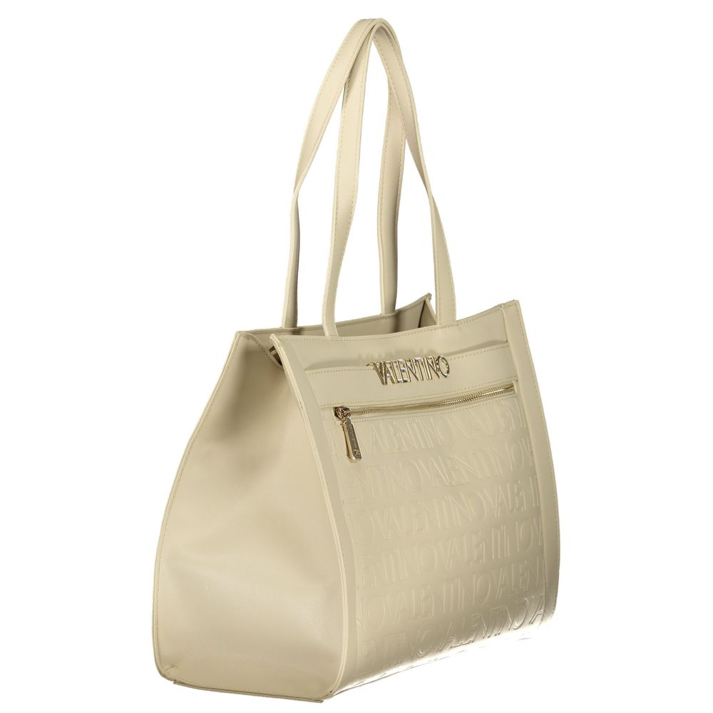 Mario Valentino Beige Polyurethane Womens Bag With Multiple Pockets | Regal Royce