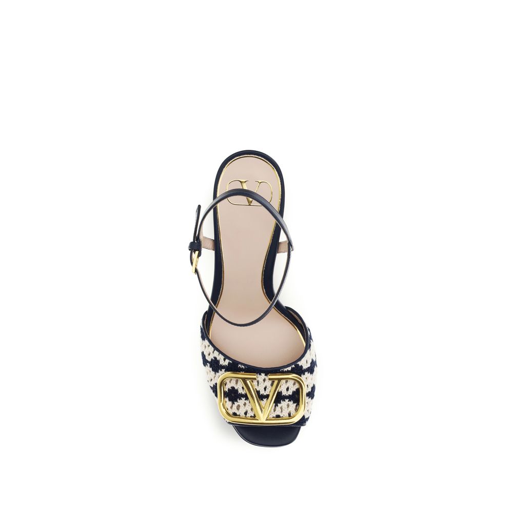Valentino Garavani Blue Calf Leather Bos Taurus Platform Sandals | Regal Royce