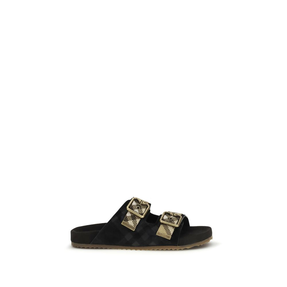 Burberry Black Calf Leather Bos Taurus Strap-On Sandals | Regal Royce