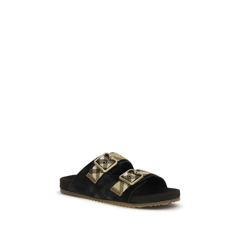 Burberry Black Calf Leather Bos Taurus Strap-On Sandals | Regal Royce