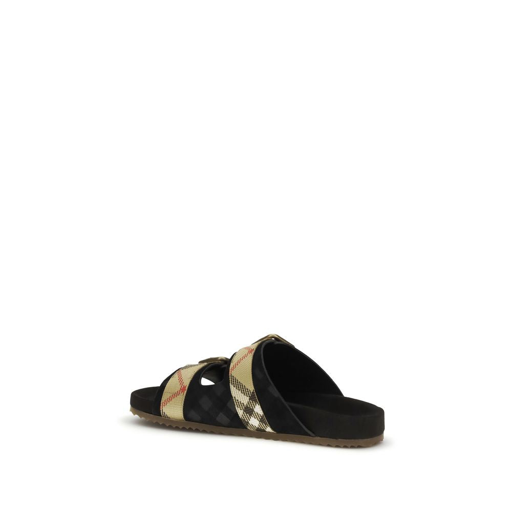 Burberry Black Calf Leather Bos Taurus Strap-On Sandals | Regal Royce