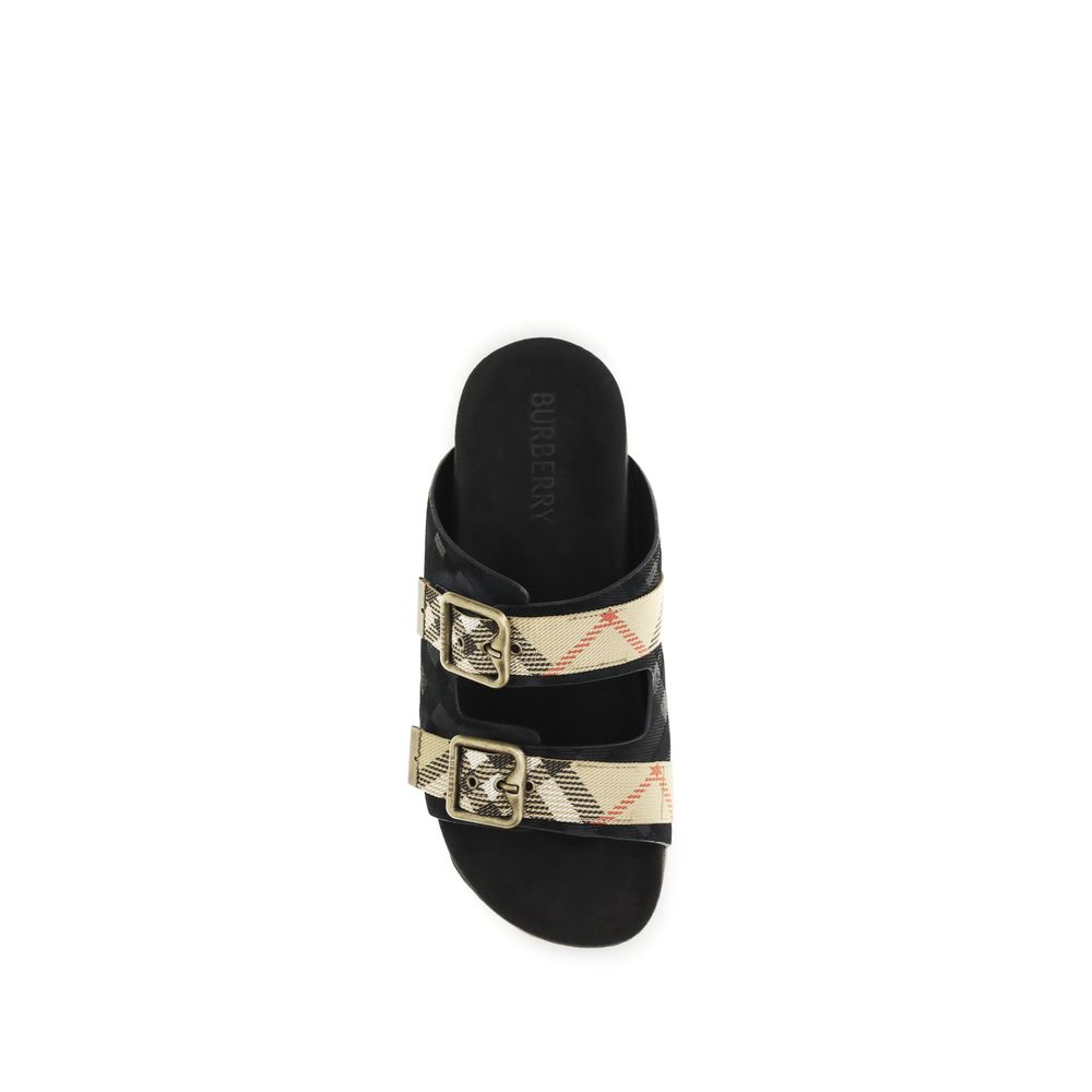 Burberry Black Calf Leather Bos Taurus Strap-On Sandals | Regal Royce