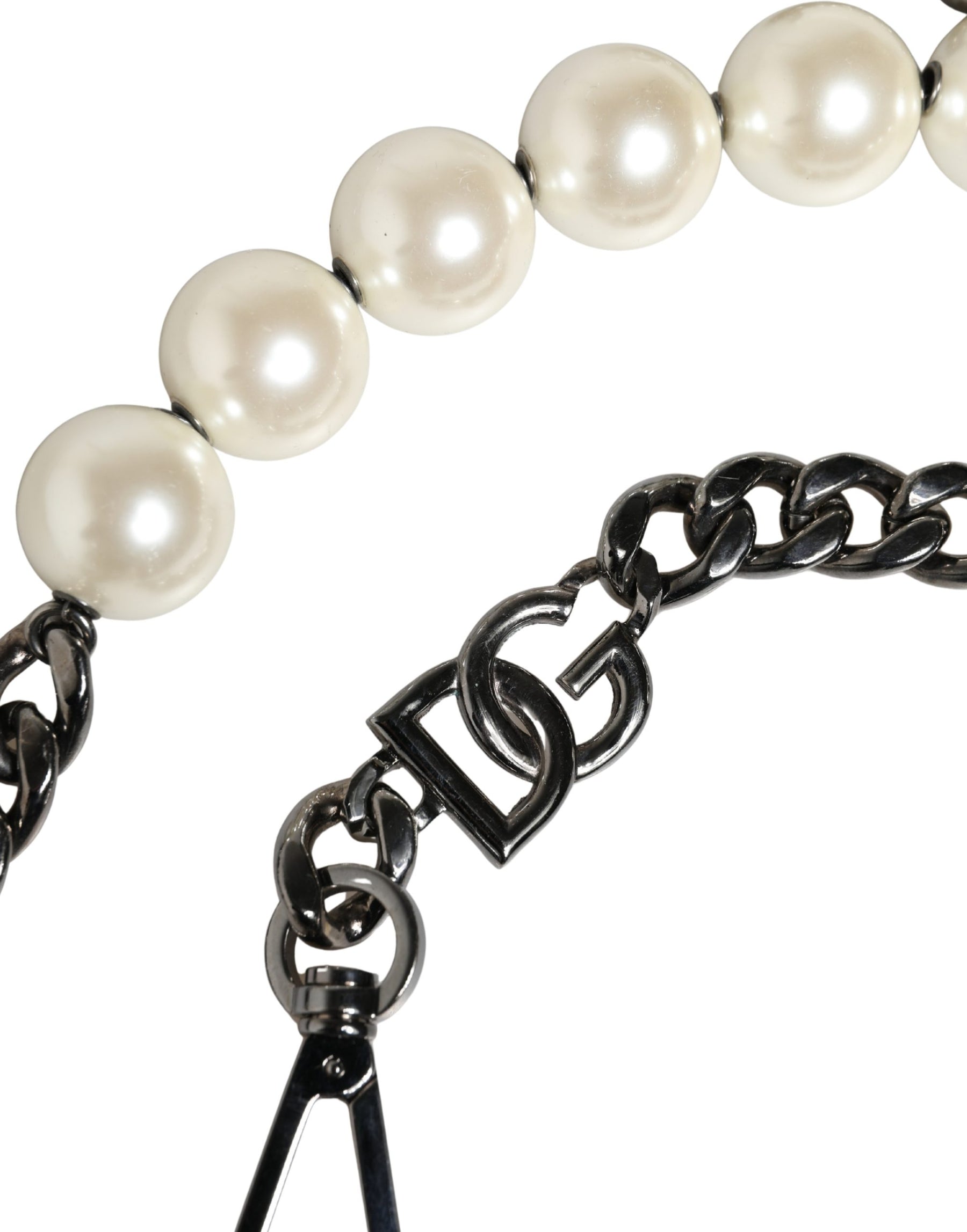 Dolce & Gabbana White Leather Silver Chain Bag Accessory Shoulder Strap | Regal Royce