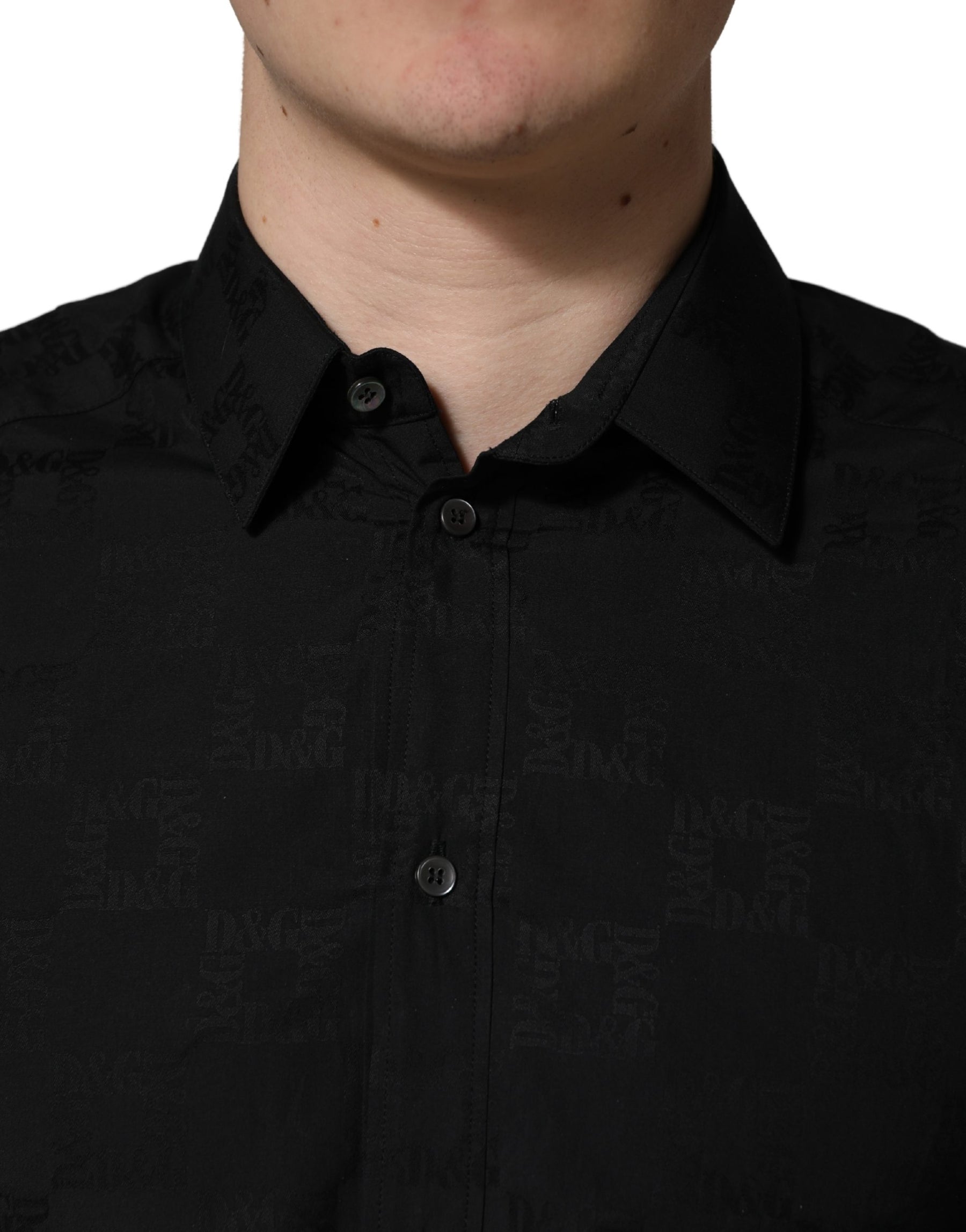 Dolce & Gabbana Black MARTINI Cotton Slim Dress Formal Shirt | Regal Royce