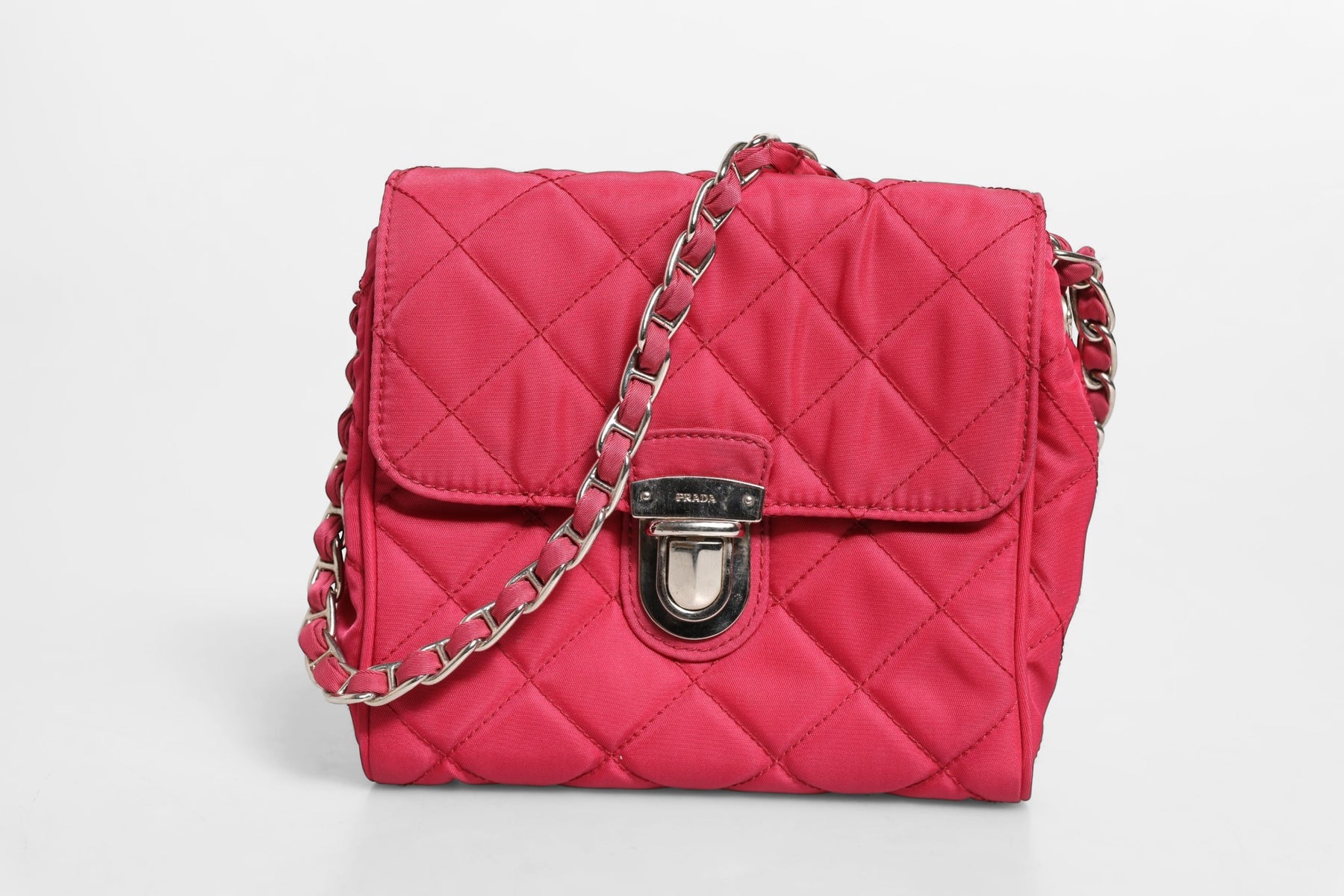 Prada Pink Quilted Tessuto Impuntu Nylon Flap Crossbody Bag | Regal Royce