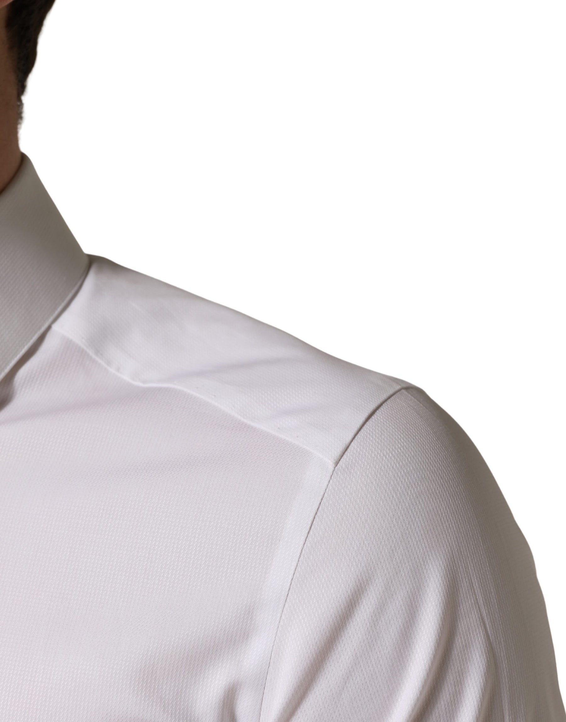 Dolce & Gabbana White Cotton Short Sleeves Button Down Shirt | Regal Royce