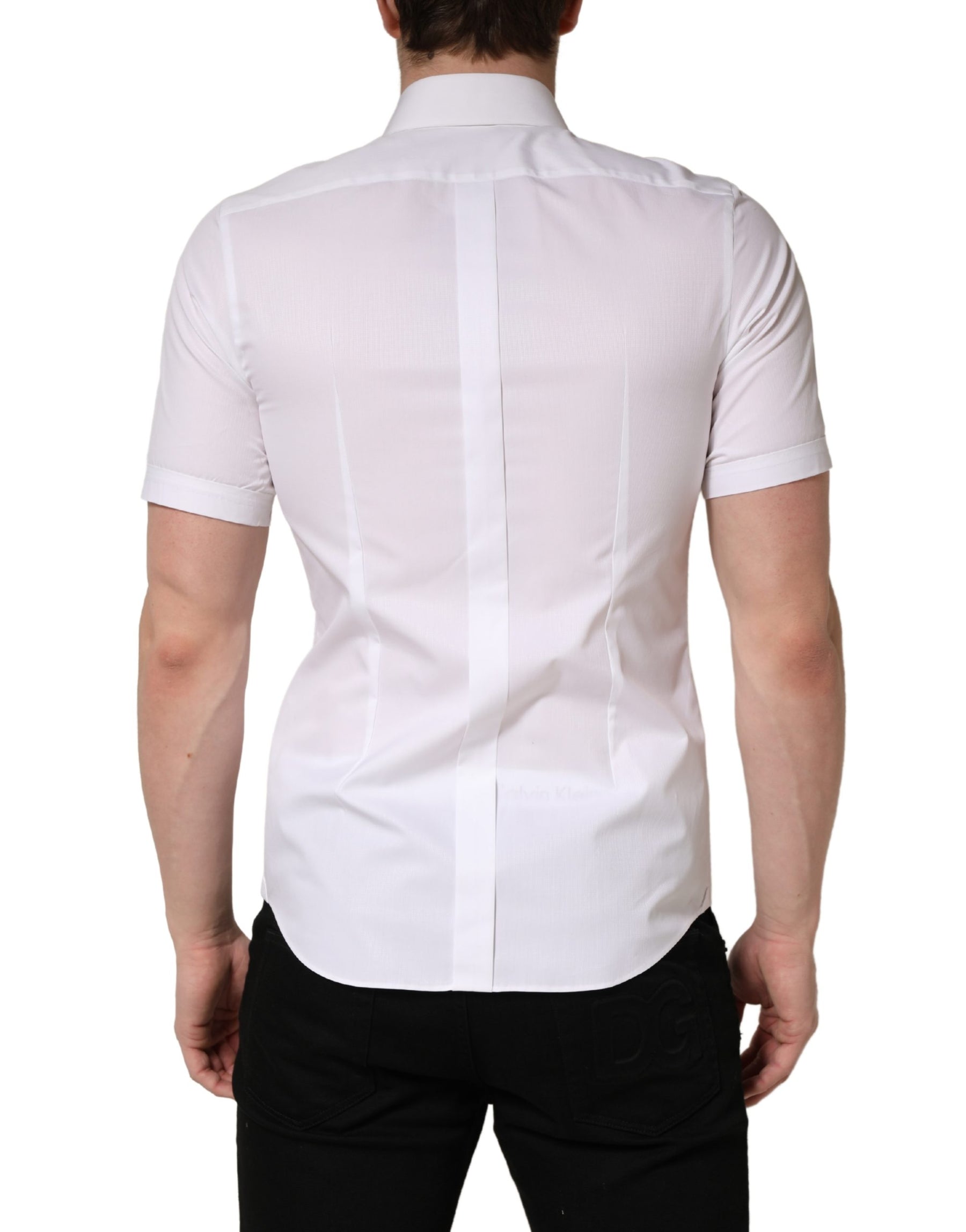 Dolce & Gabbana White Cotton Short Sleeves Button Down Shirt | Regal Royce