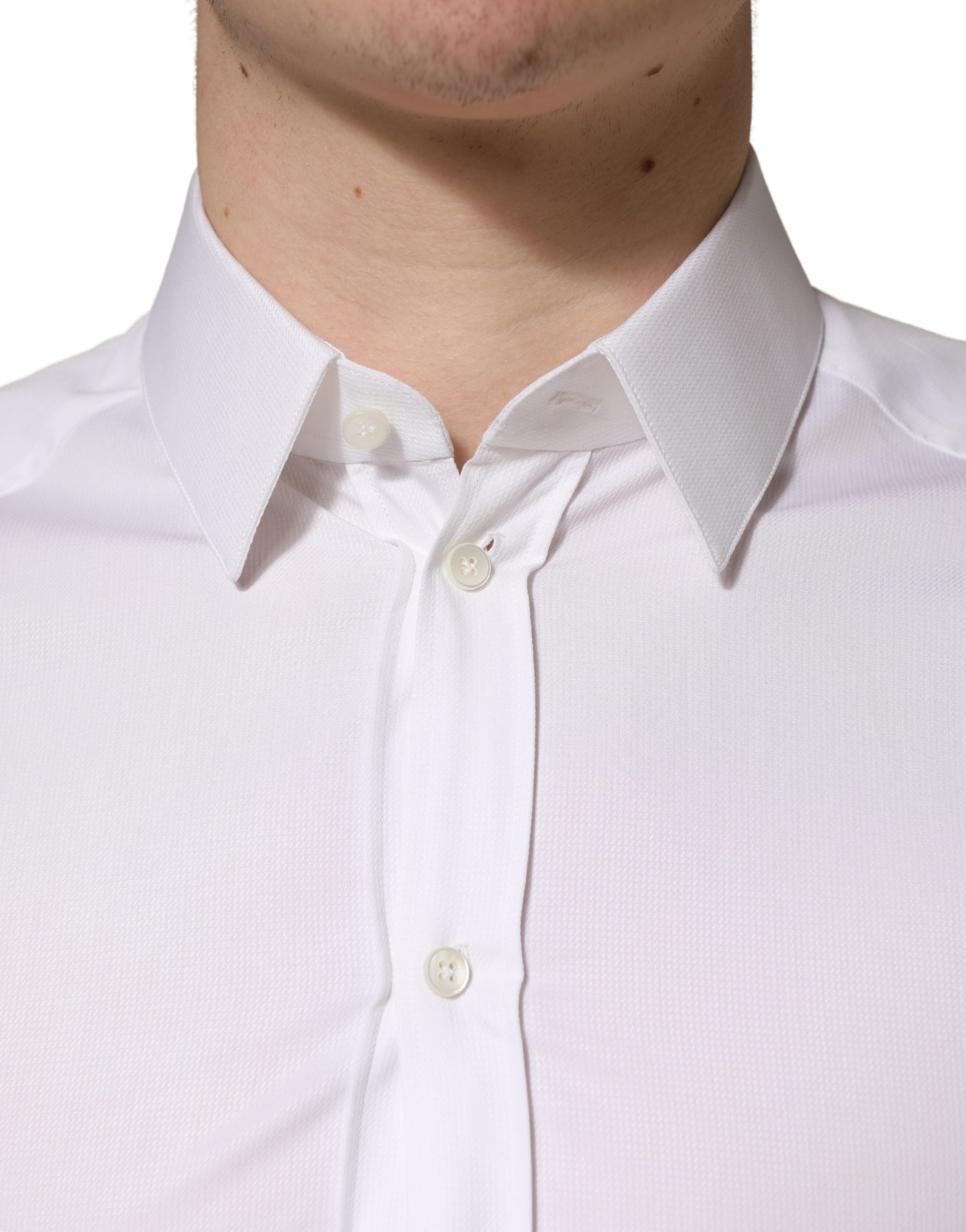 Dolce & Gabbana White Cotton Short Sleeves Button Down Shirt | Regal Royce