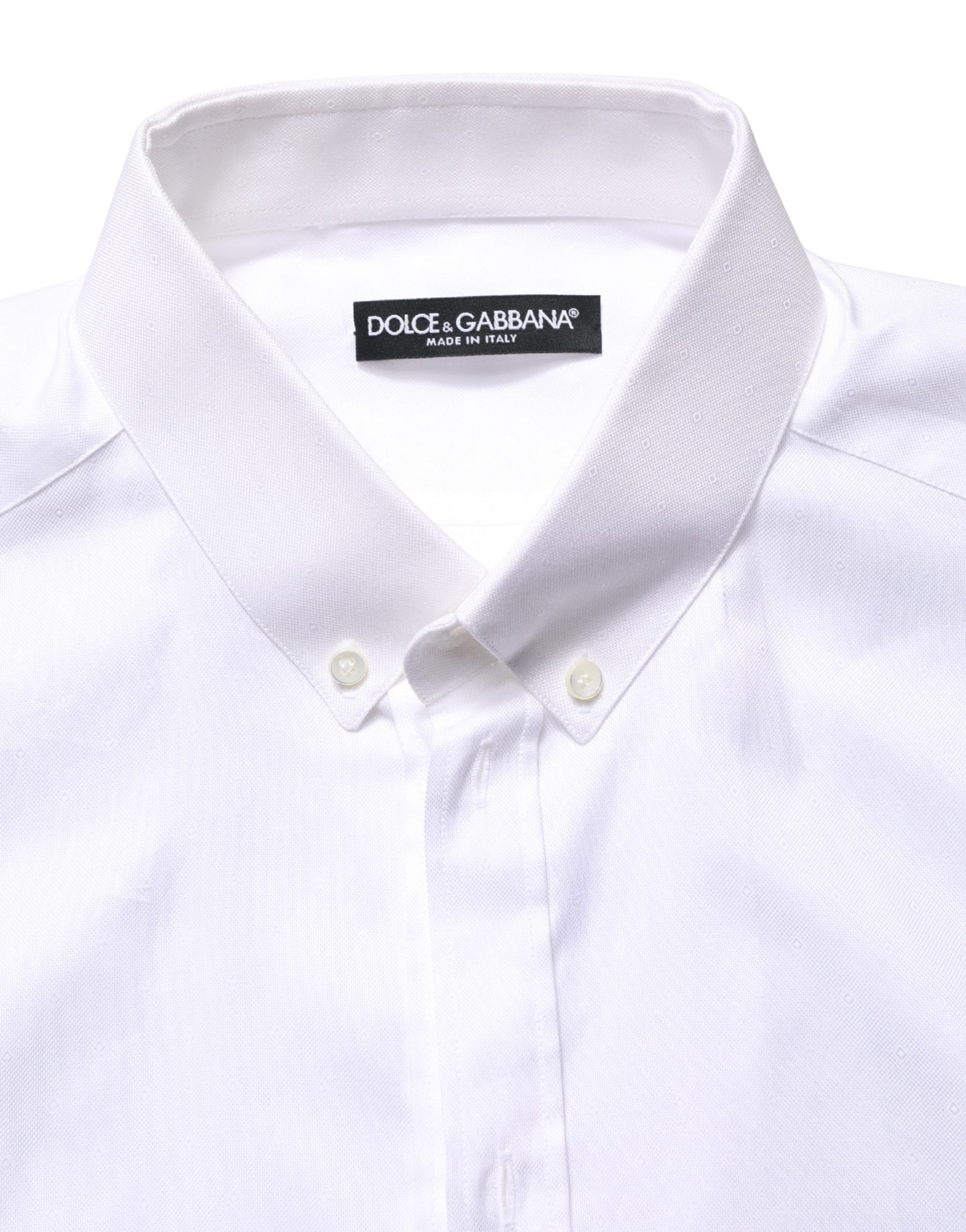 Dolce & Gabbana White Cotton Short Sleeves Button Down Shirt | Regal Royce