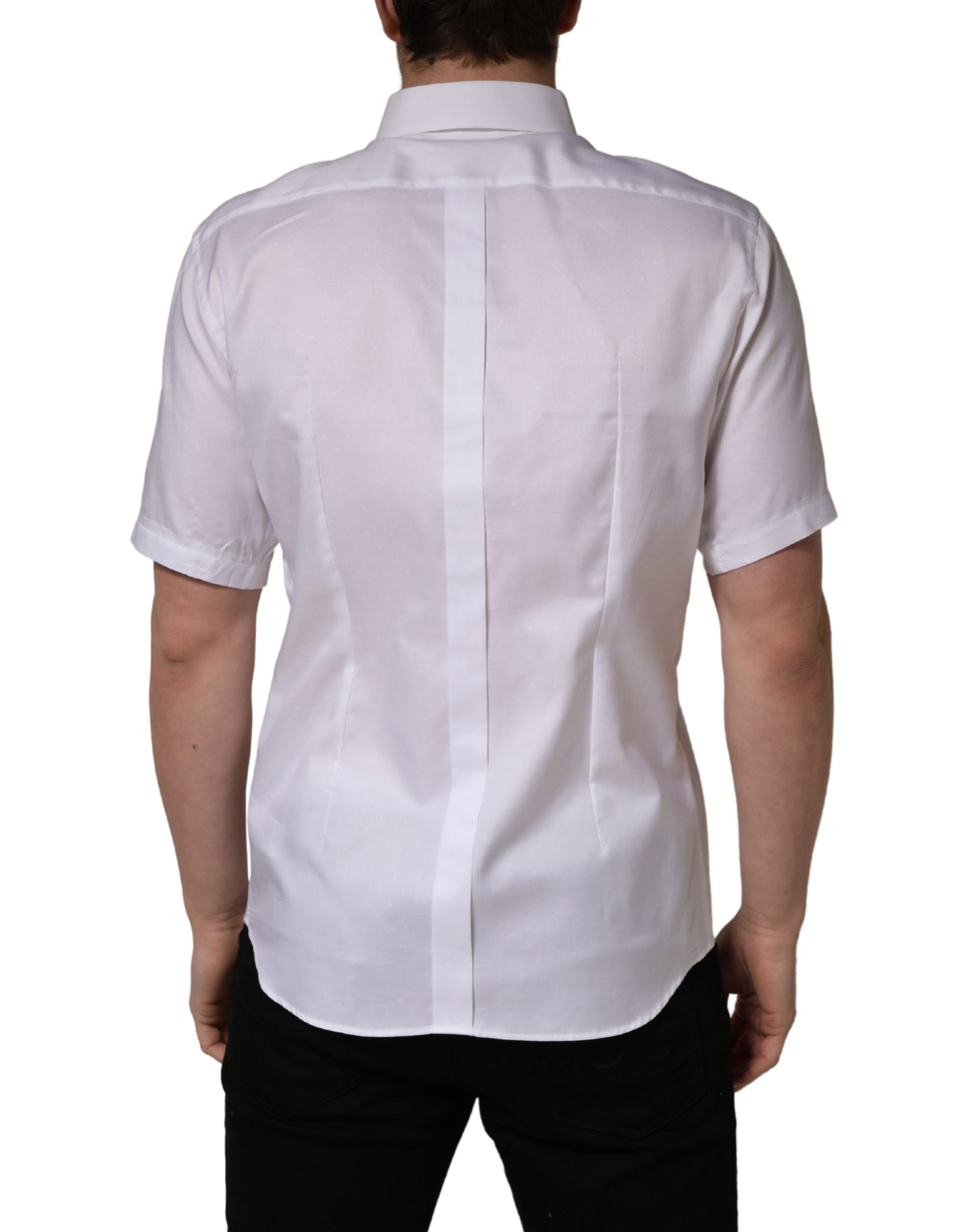 Dolce & Gabbana White Cotton Short Sleeves Button Down Shirt | Regal Royce