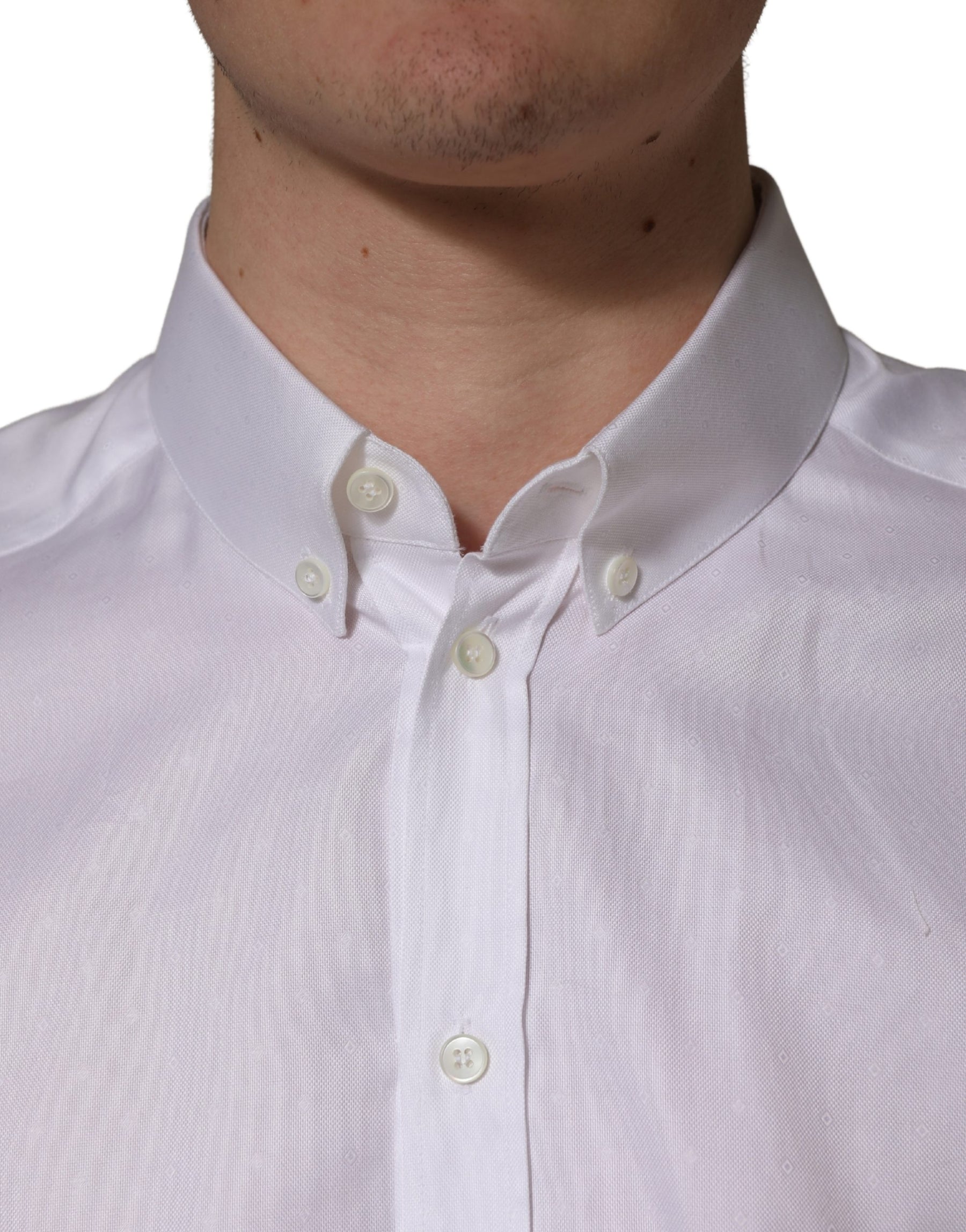 Dolce & Gabbana White Cotton Short Sleeves Button Down Shirt | Regal Royce