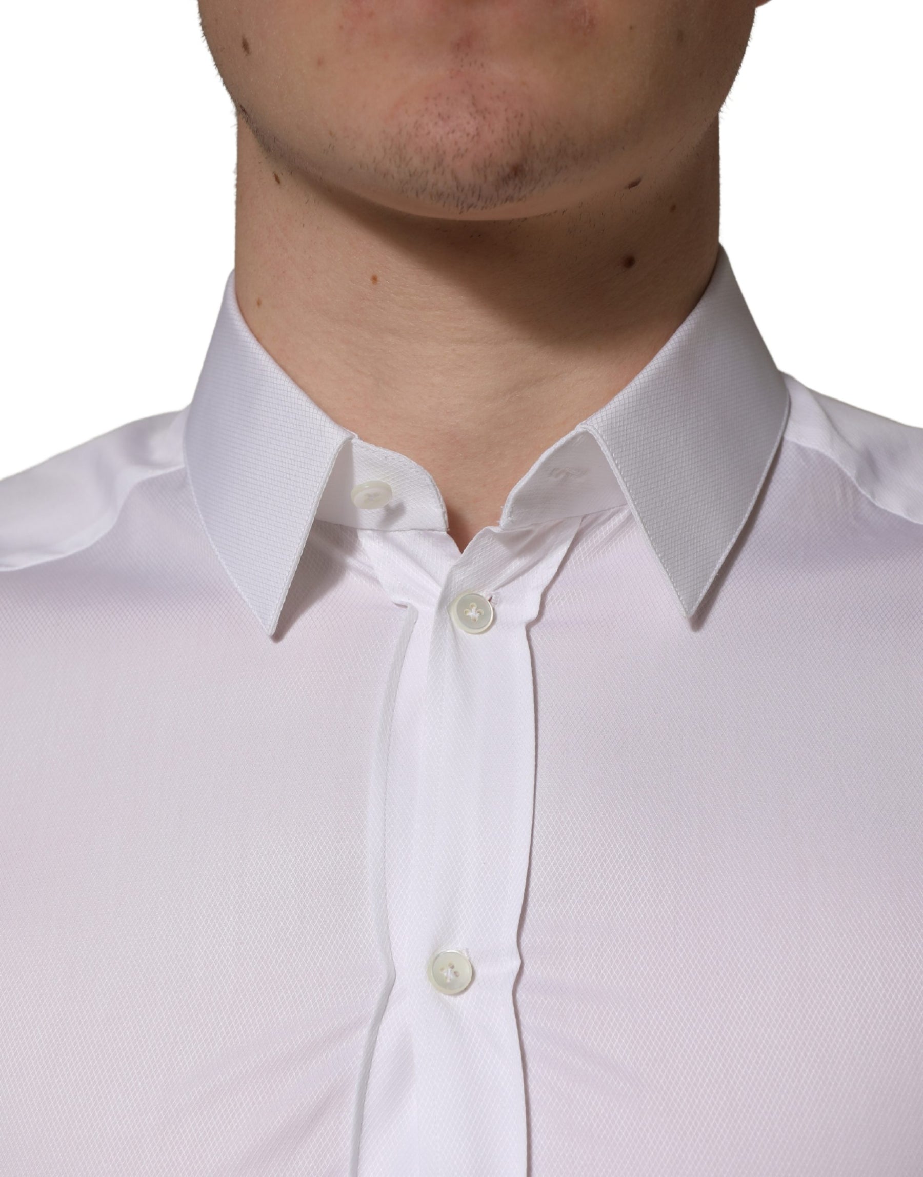 Dolce & Gabbana White Cotton Short Sleeves Button Down Shirt | Regal Royce