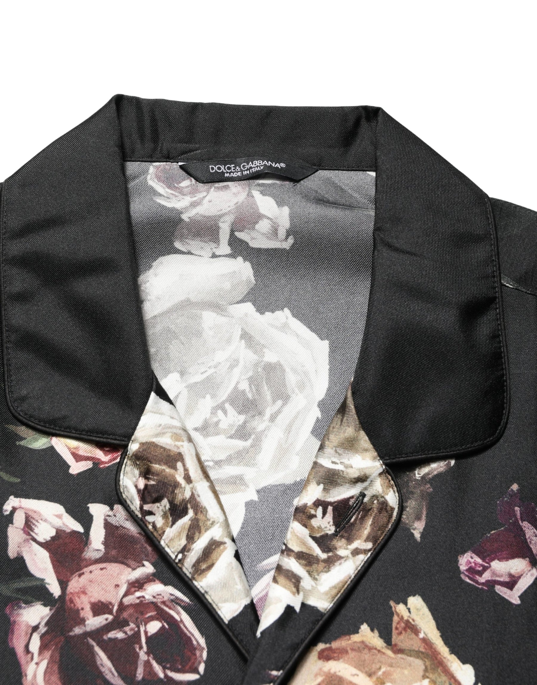 Dolce & Gabbana Black Floral Print Long Sleeves Casual Shirt | Regal Royce