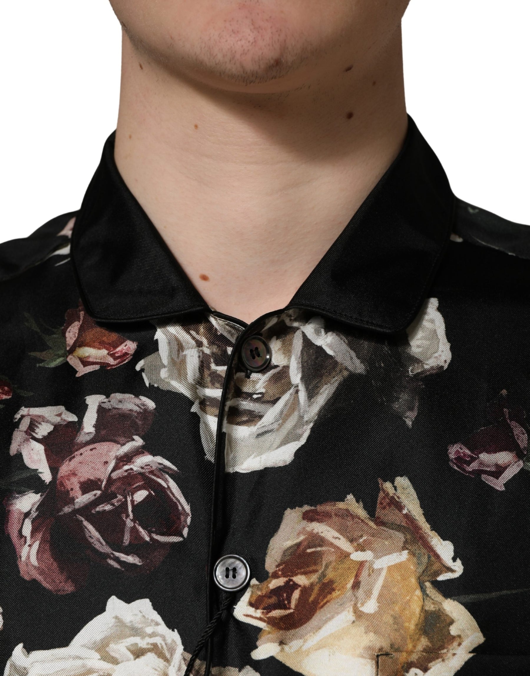 Dolce & Gabbana Black Floral Print Long Sleeves Casual Shirt | Regal Royce
