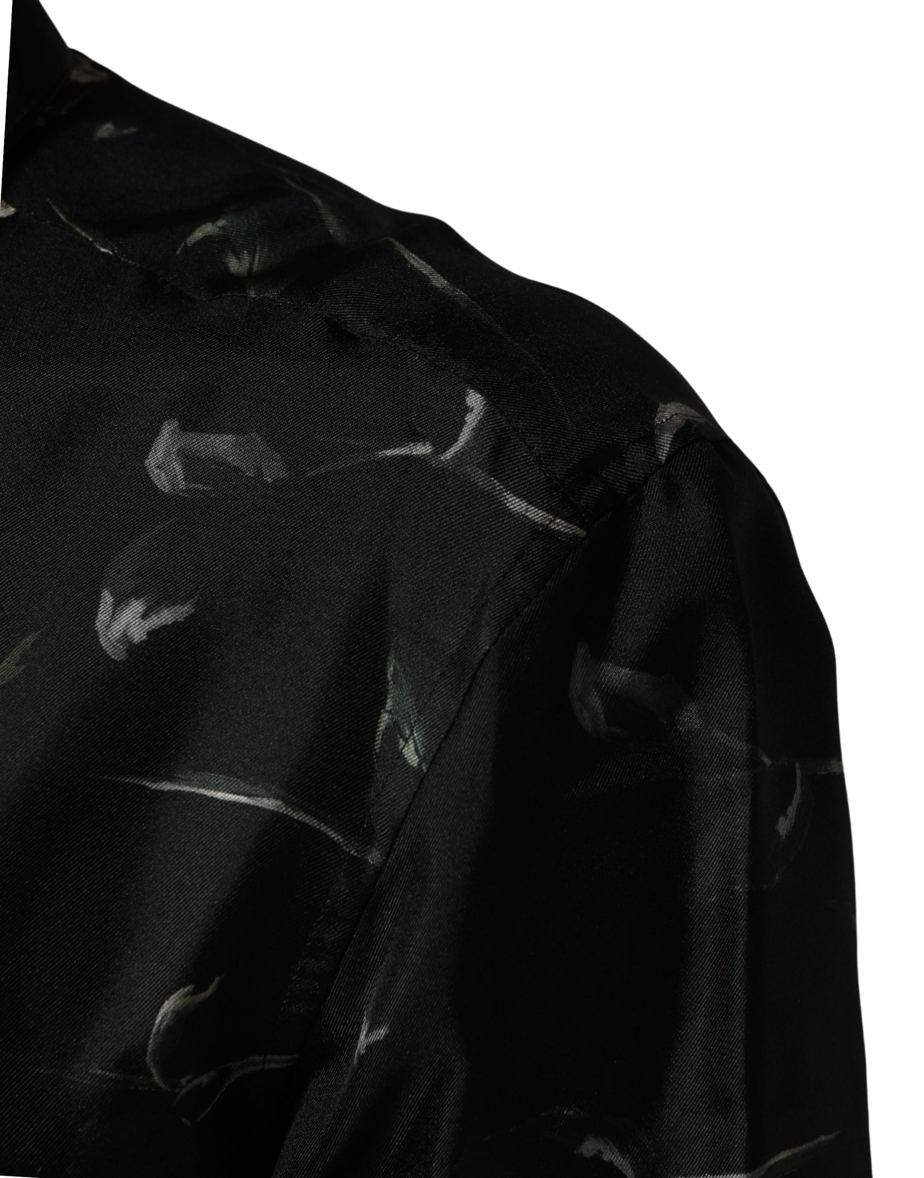 Dolce & Gabbana Black Floral Print Long Sleeves Casual Shirt | Regal Royce