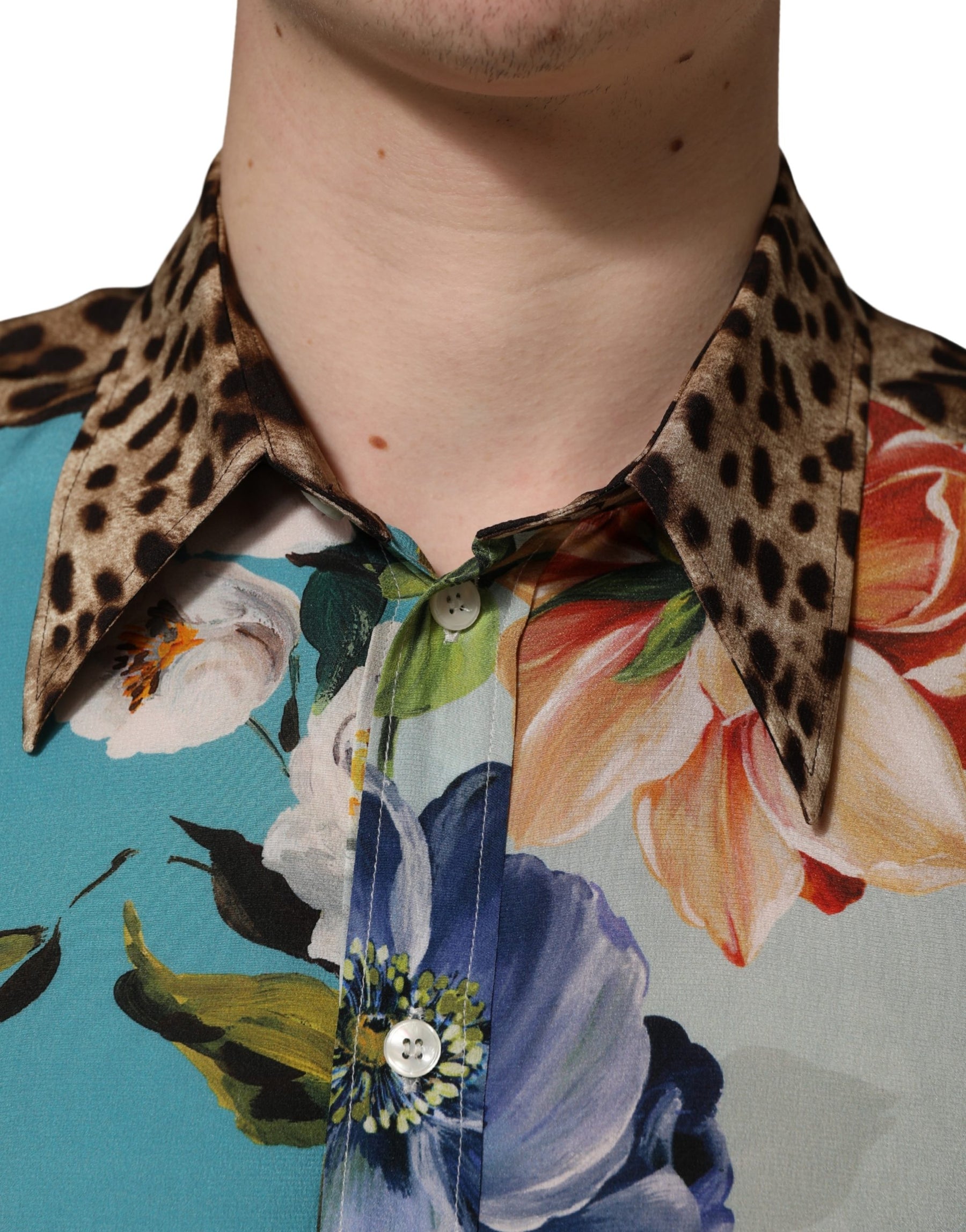 Dolce & Gabbana Multicolor Floral Animal Print Collared Shirt | Regal Royce