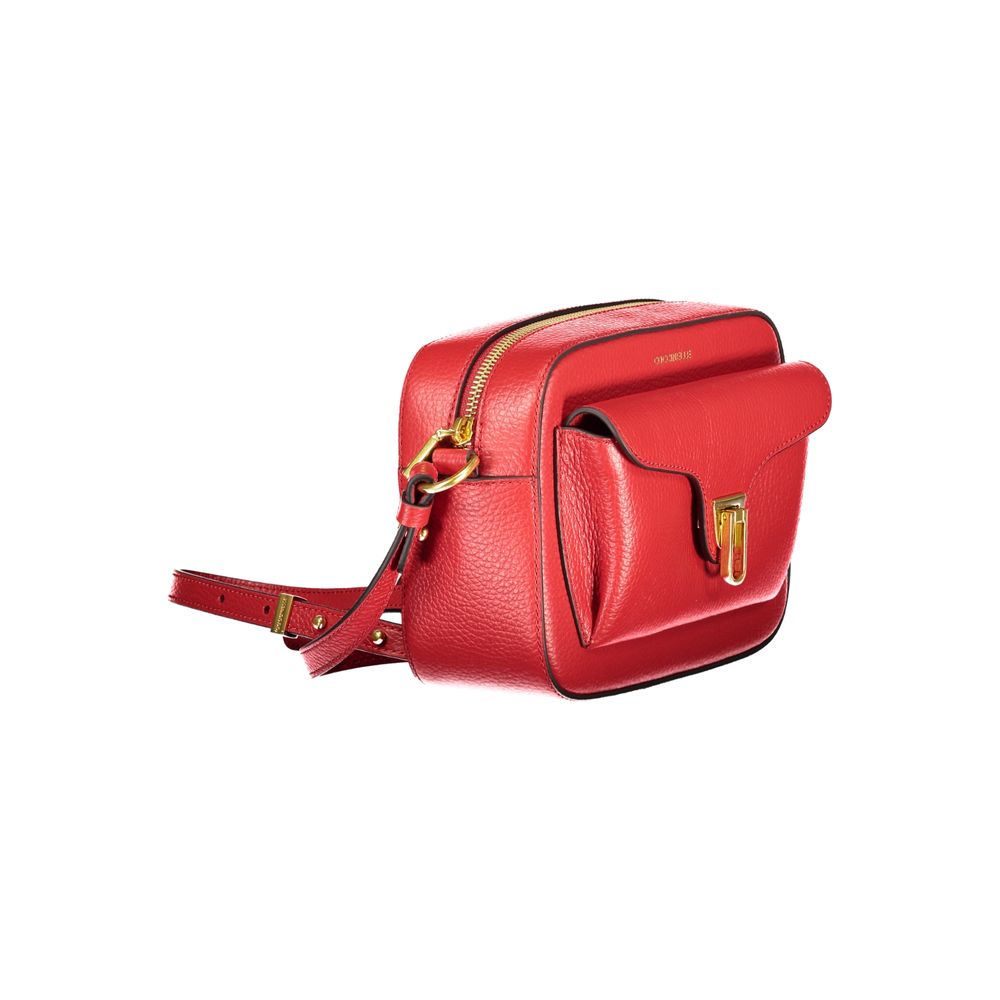Coccinelle Rosso Leather Women's Bag with Adjustable Strap and Pockets | Regal Royce