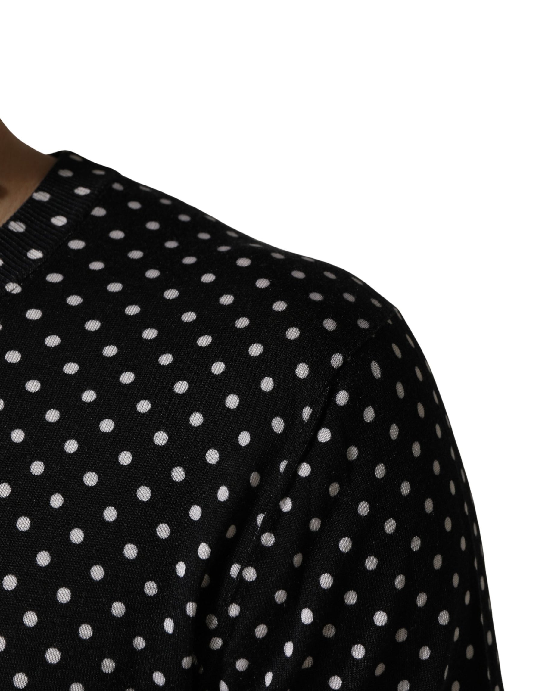 Dolce & Gabbana Black Polka Dot Crew Neck Pullover Sweater | Regal Royce